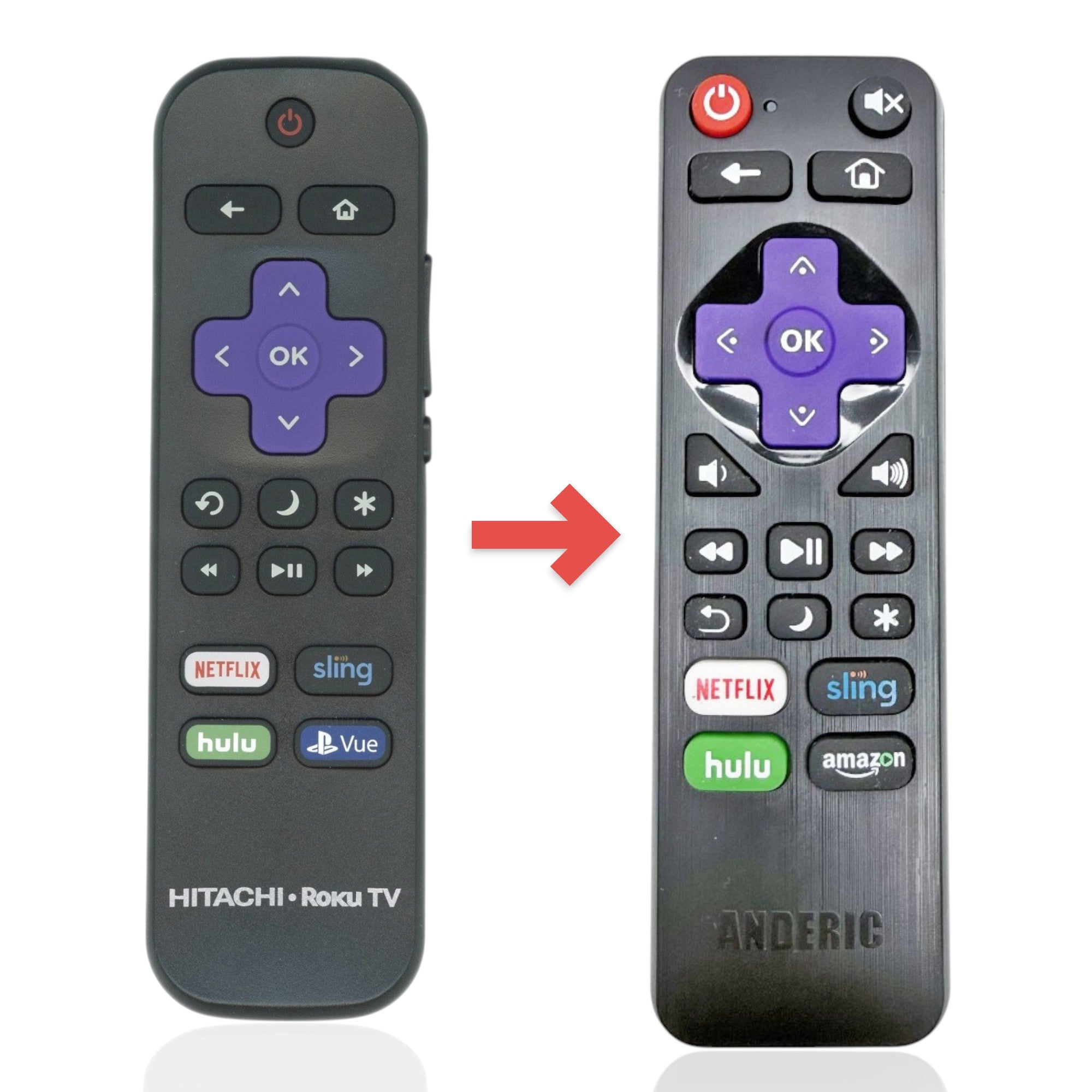 Sustituto para el control remoto de TV Roku Hitachi X490260 [RRLF16]