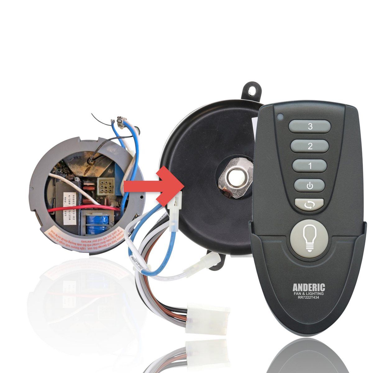 Anderic ceiling fan receiver kit with Molex connector and remote control for Hunter fan systems