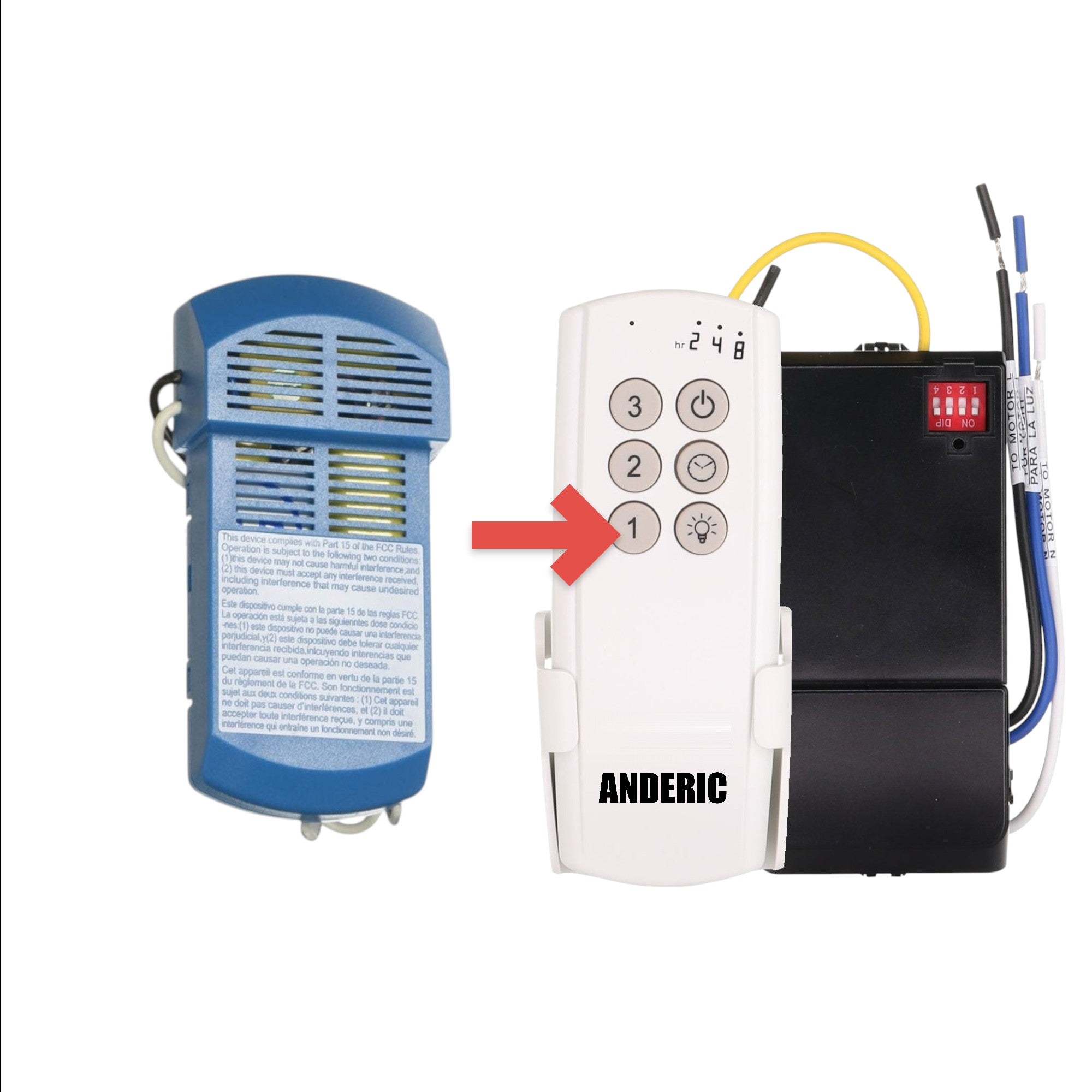 Anderic Substitute for Hunter 99199 4-Speed Blue Outdoor Ceiling Fan Receiver [63T-AC83T-KIT]