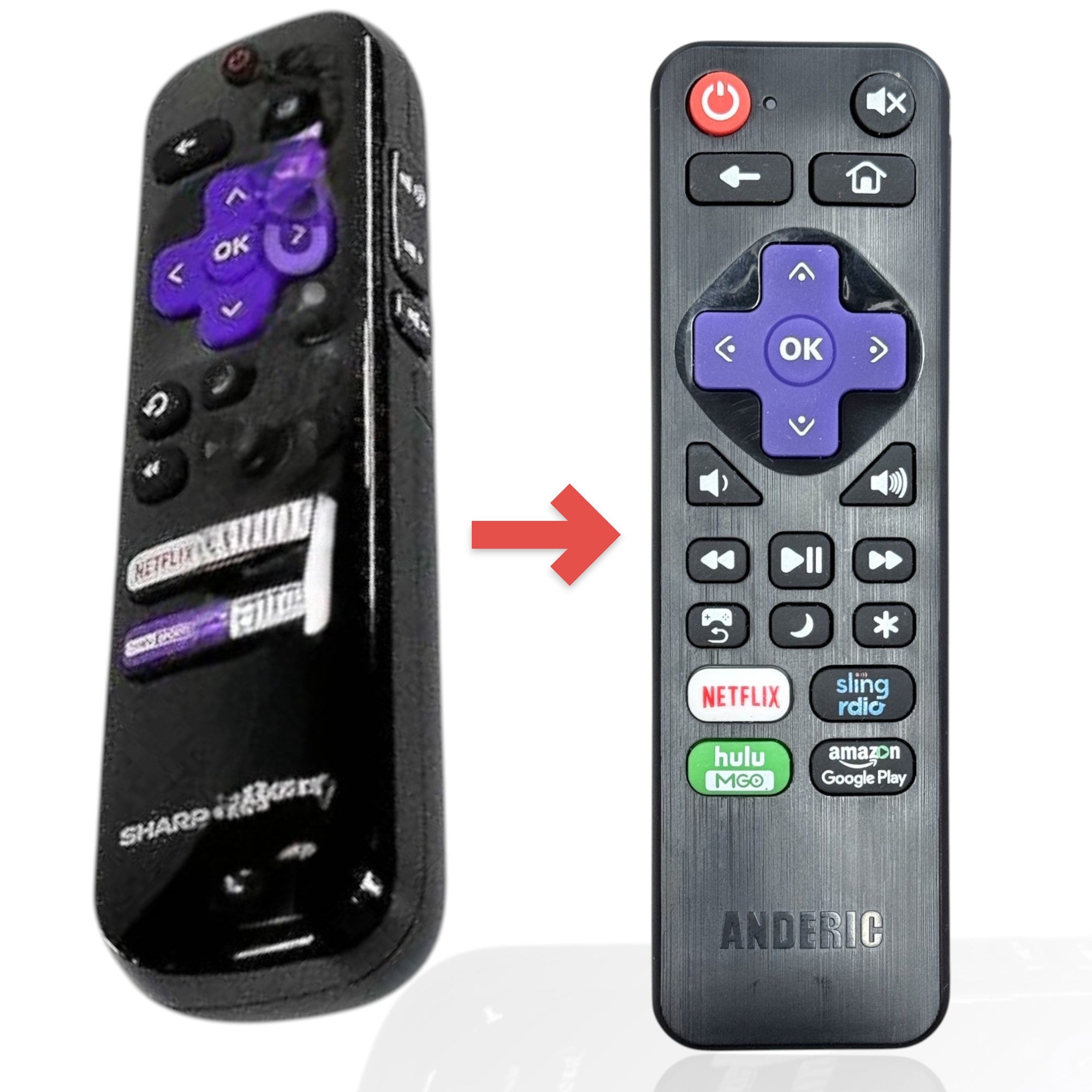 Sustituto para control remoto de TV Roku Sharp LC-RCRCA-20 398GR10BESPN005 [RRLC16]