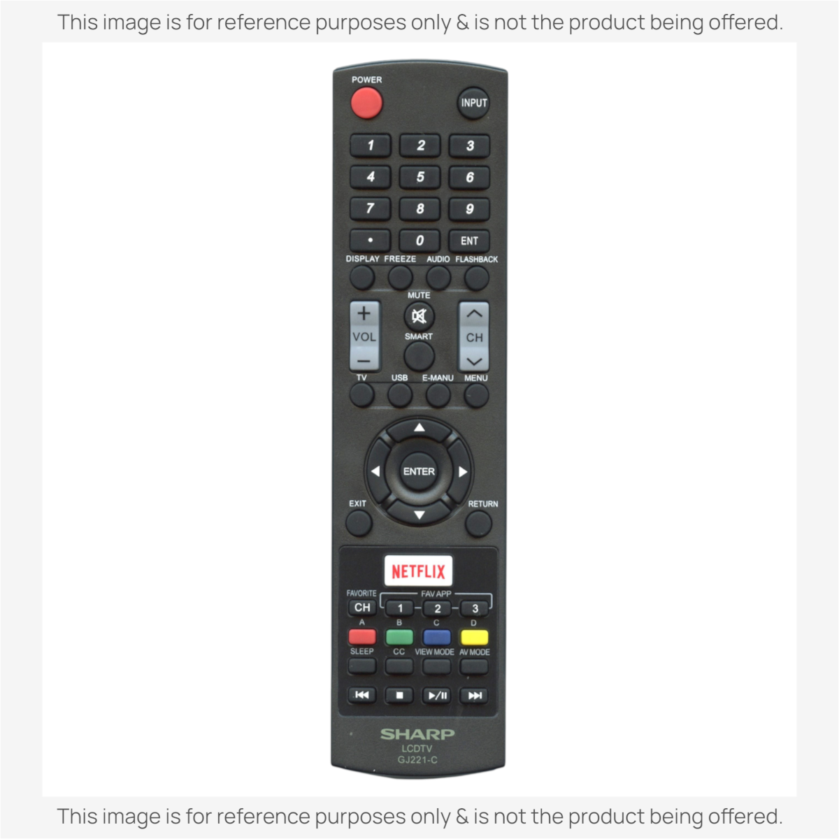 Anderic GJ221C replacement remote control for JVC TVs featuring a black design with Netflix and menu buttons.