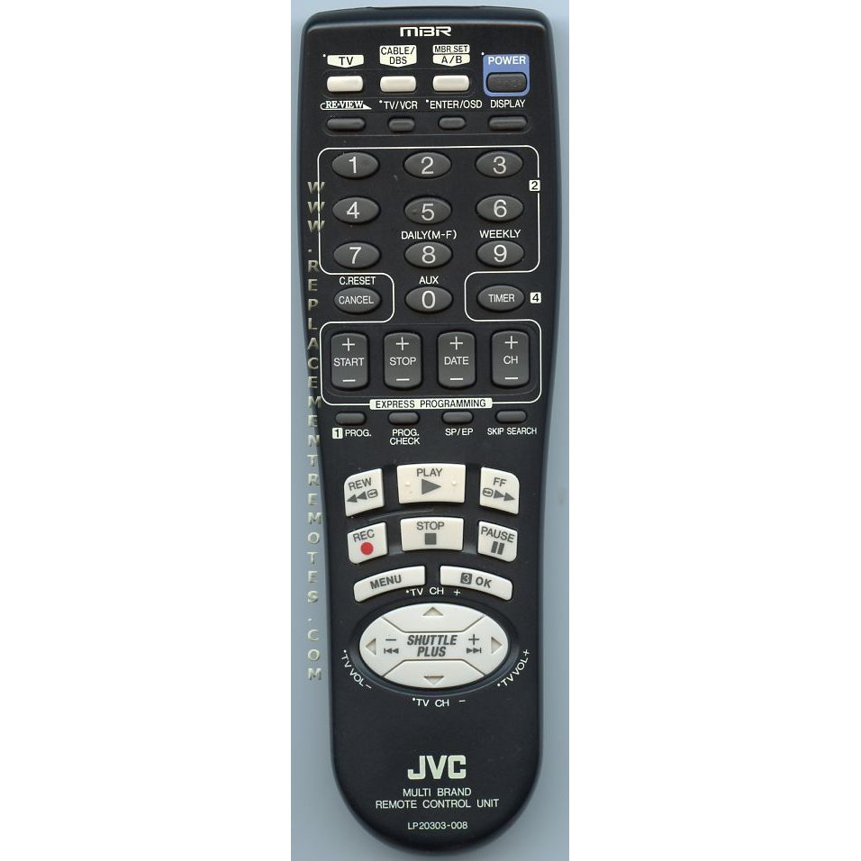 JVC LP20303008 VCR Remote Control