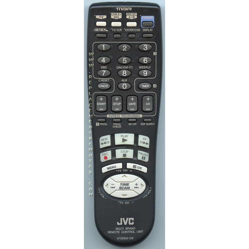 JVC LP20303012 VCR Remote Control