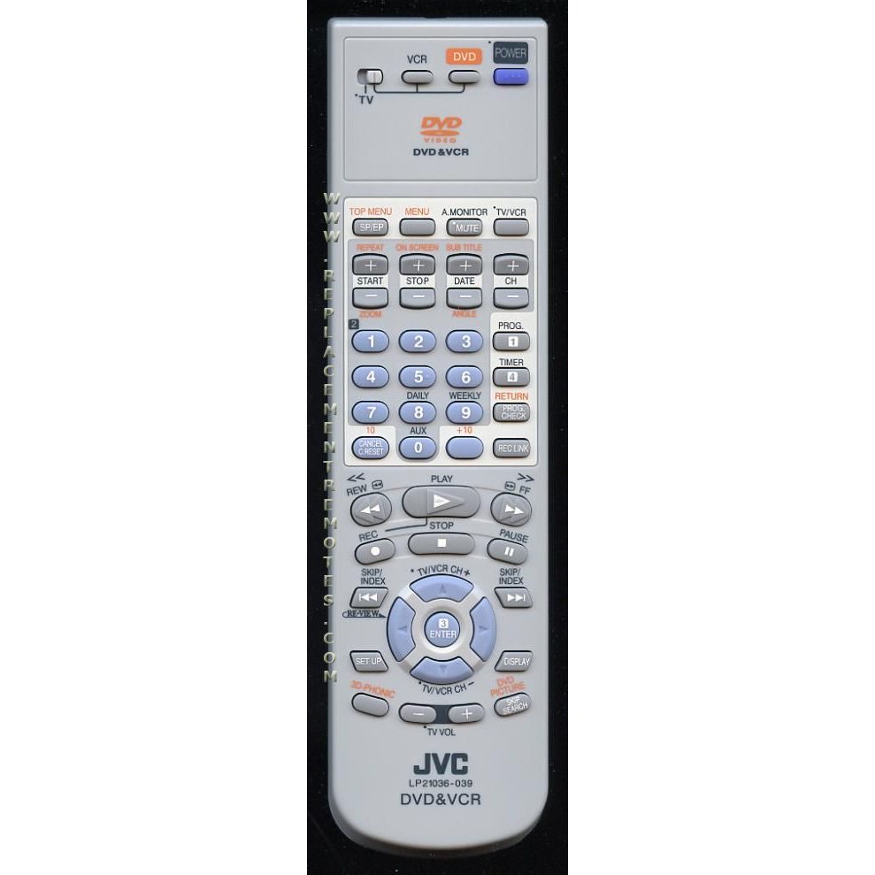 JVC LP21036039 DVD/VCR Remote Control