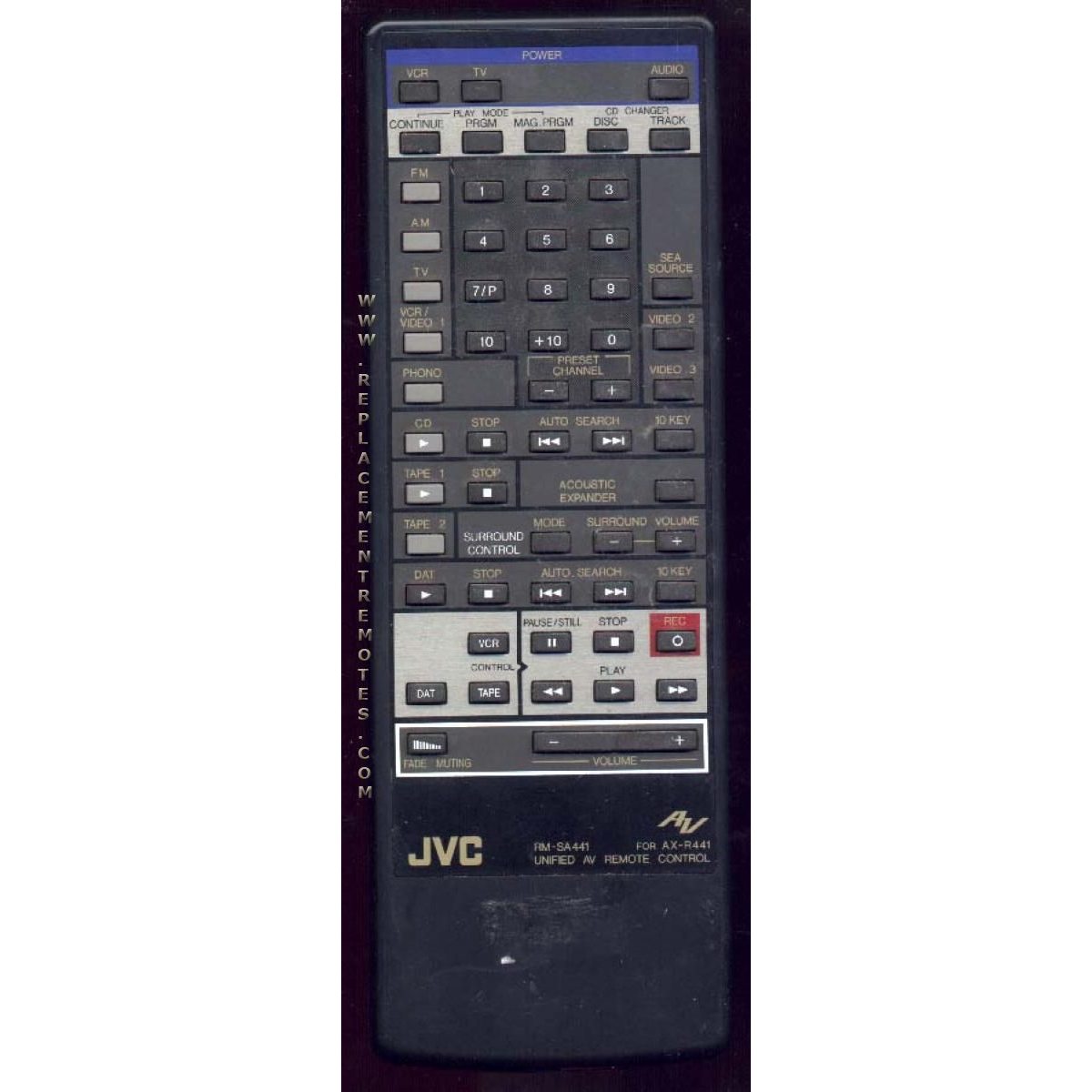 JVC RMSA441 Audio Remote Control