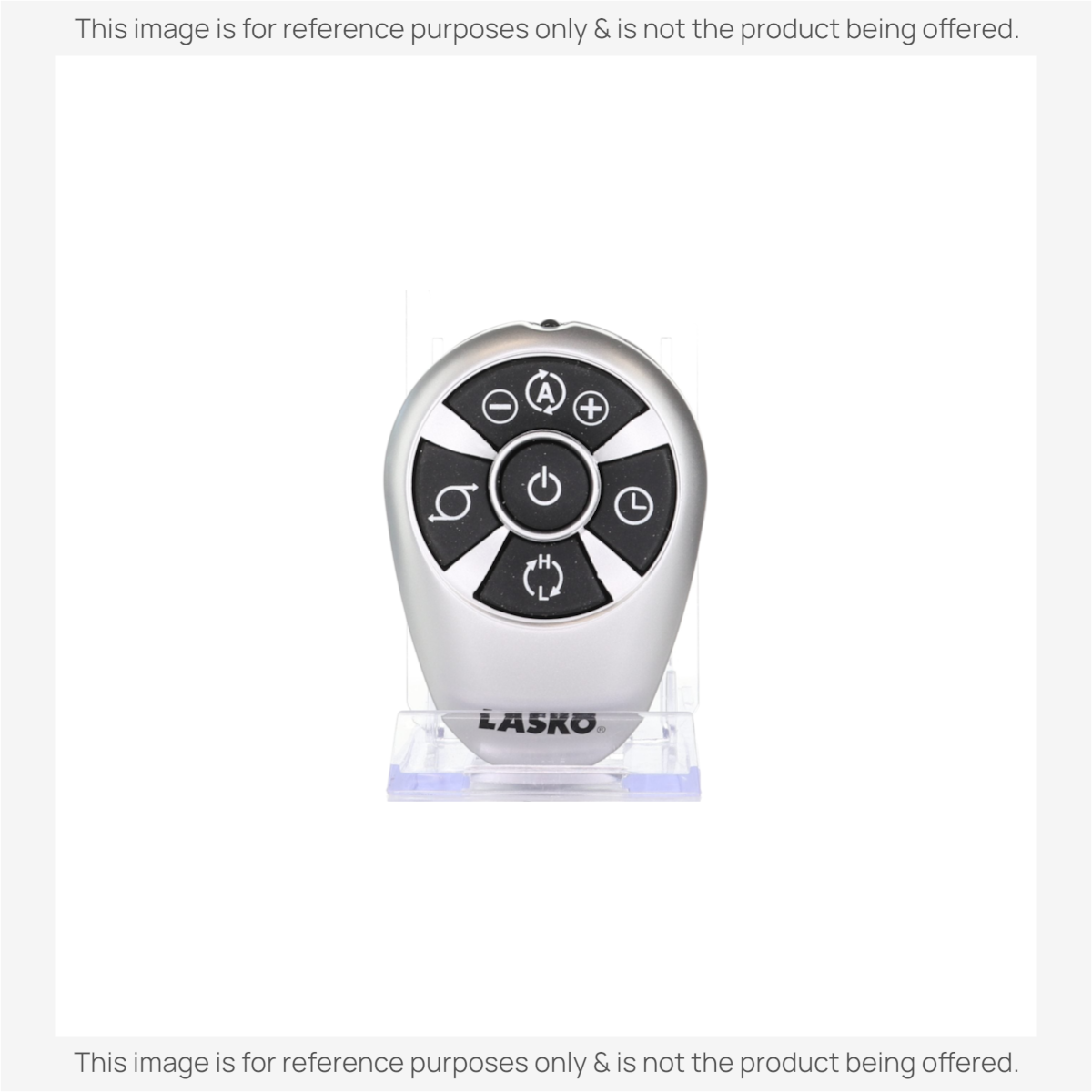 Anderic replacement remote control for Lasko space heaters featuring a silver finish and black circular buttons.