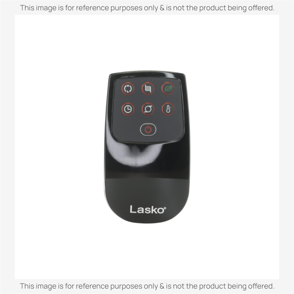 Anderic RRFAN100A replacement remote control for Lasko ceramic space heaters with black finish and red icons.