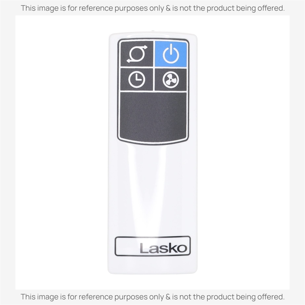 Anderic RRFAN100A white remote control for Lasko tower fans featuring power, timer, and fan speed buttons.