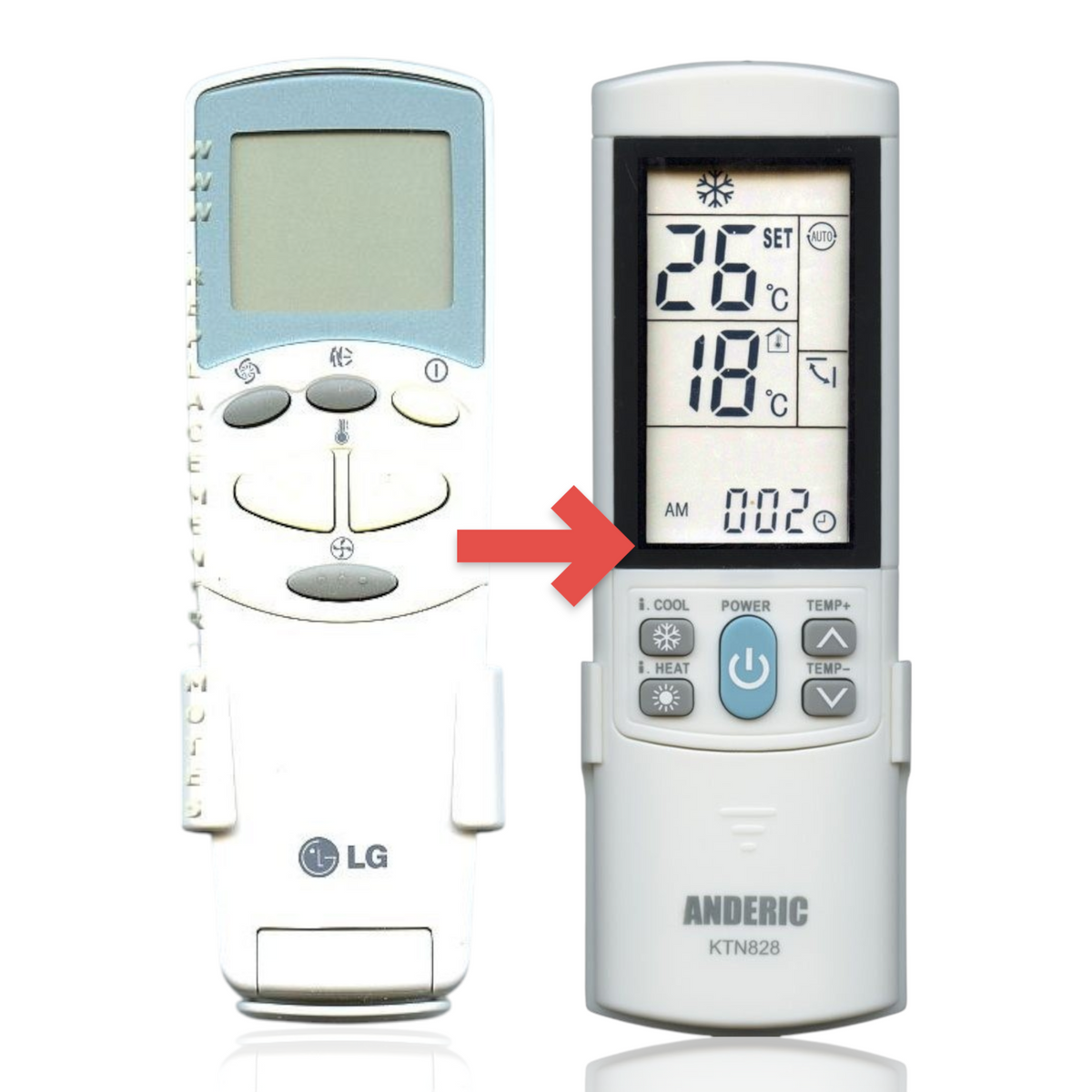 Anderic replacement remote control for LG air conditioners with backlit LCD display and intuitive button layout