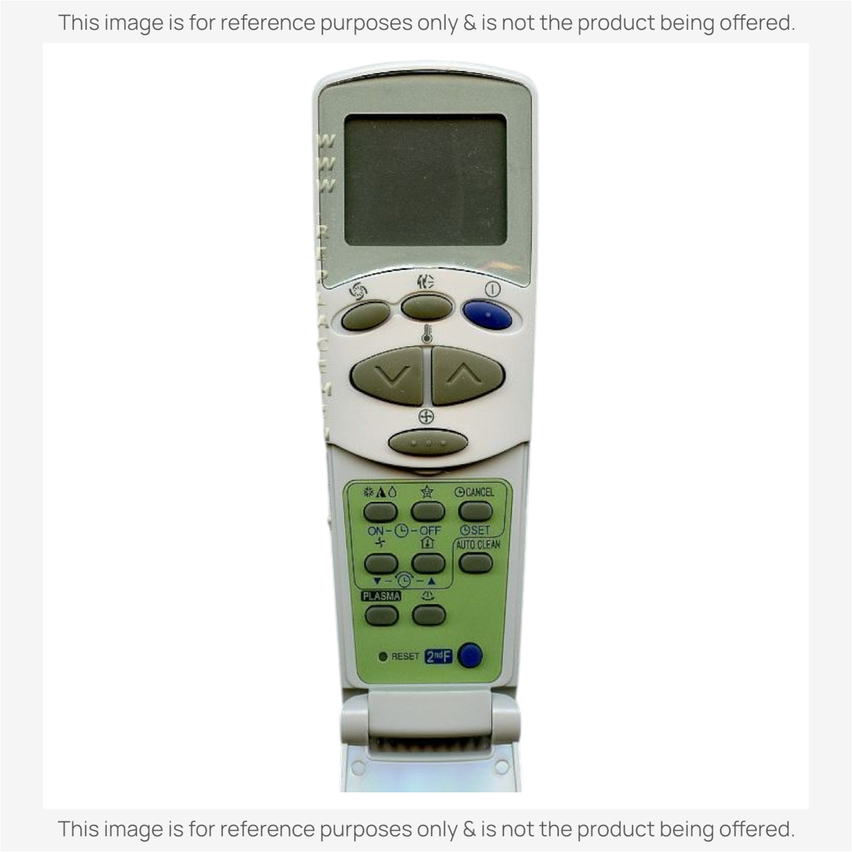 Anderic universal air conditioner remote control with backlit LCD display, numeric keypad, and green control buttons.