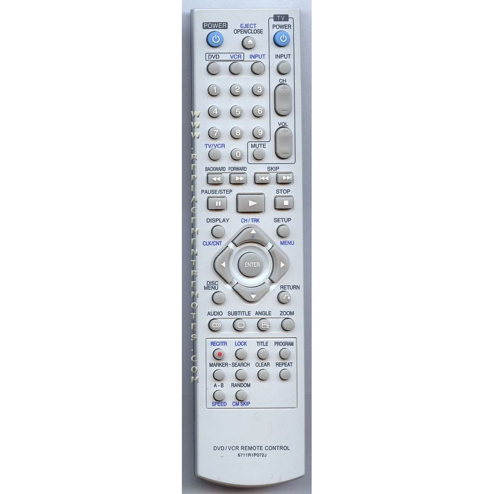 LG 6711R1P072J DVD/VCR Remote Control