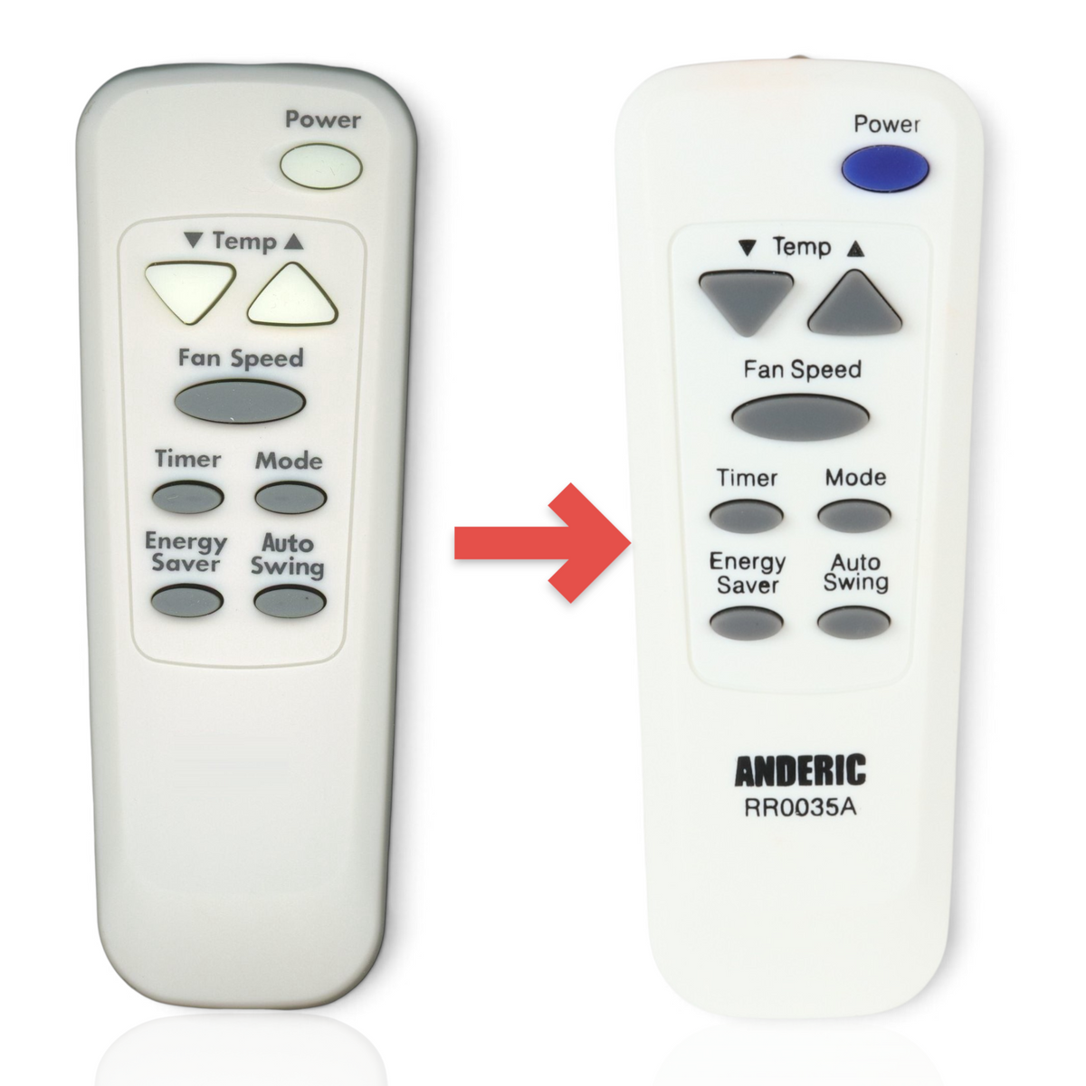Anderic replacement remote control for LG air conditioners with white plastic housing and wall-mount holder included.