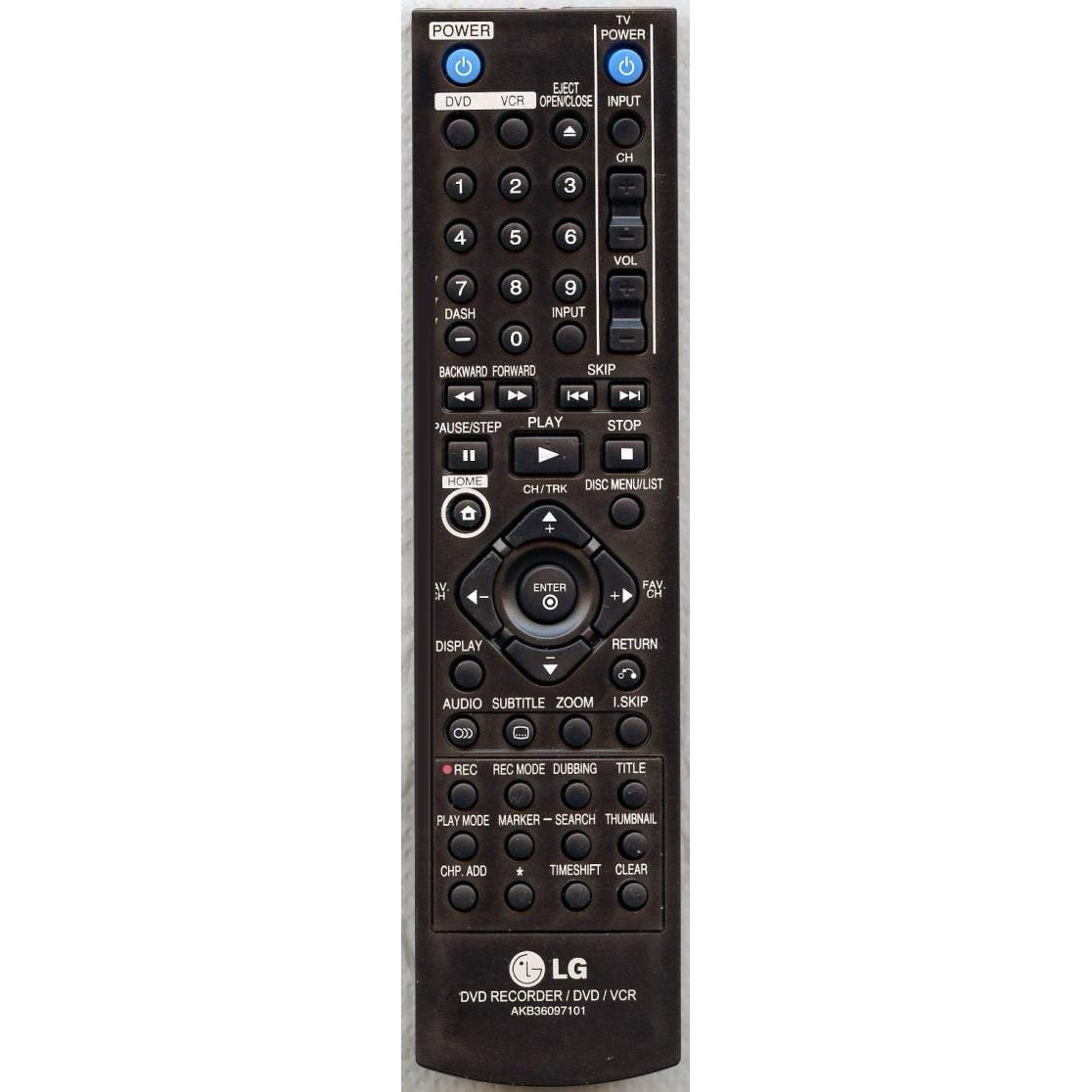 Télécommande pour lecteur DVD-R LG AKB36097101