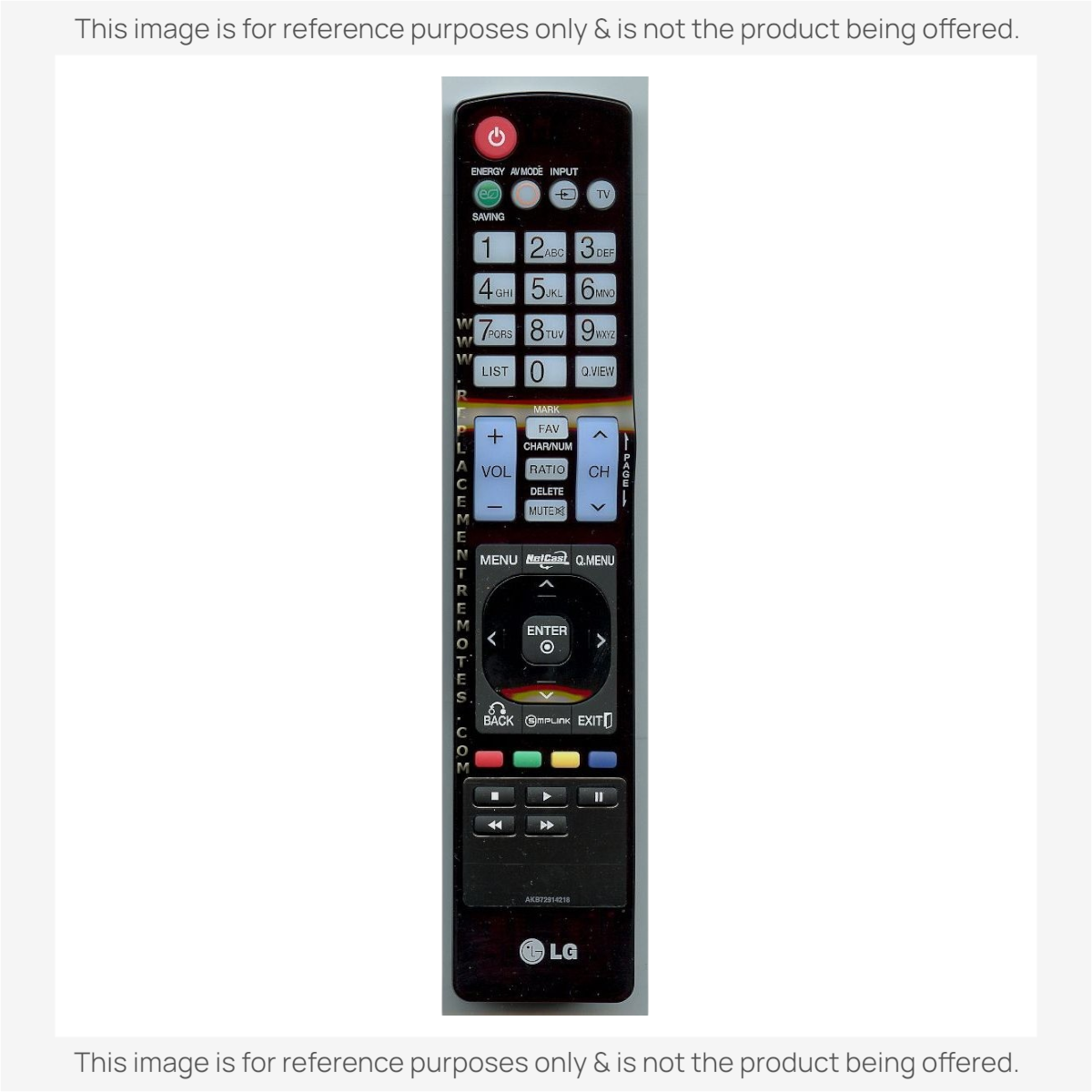 Anderic RR5501 black infrared remote control for LG TVs featuring dedicated buttons for My Apps, 3D, and menu navigation