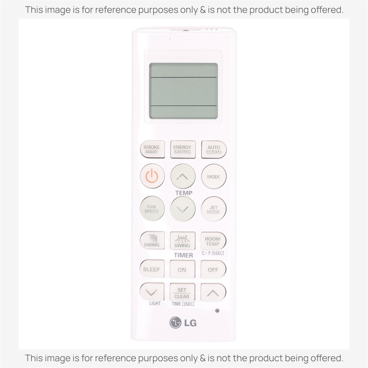 Anderic substitute remote control for LG air conditioners featuring a white body and backlit LCD screen