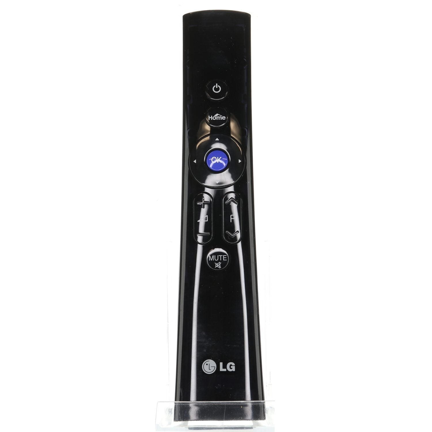 The LG ANMR200 TV Remote Control, in black, expertly pairs with various TV models and features power, home, mute, and directional navigation buttons.