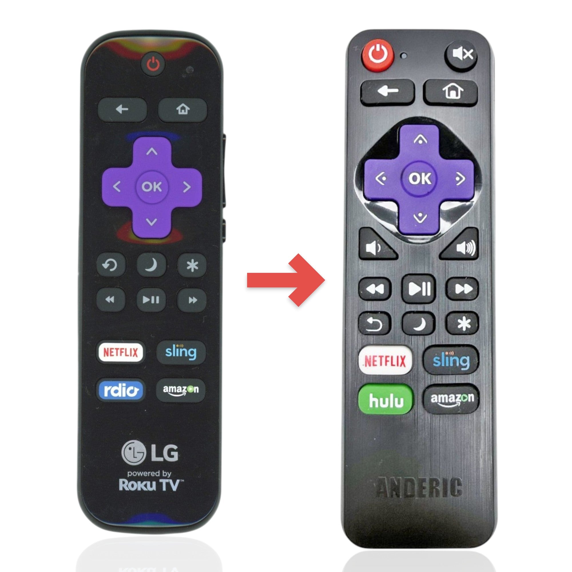 Sustituto para LG LF-RCRUS-16 Control Remoto de TV ROKU 398GR10BELG00U [RRLF16]