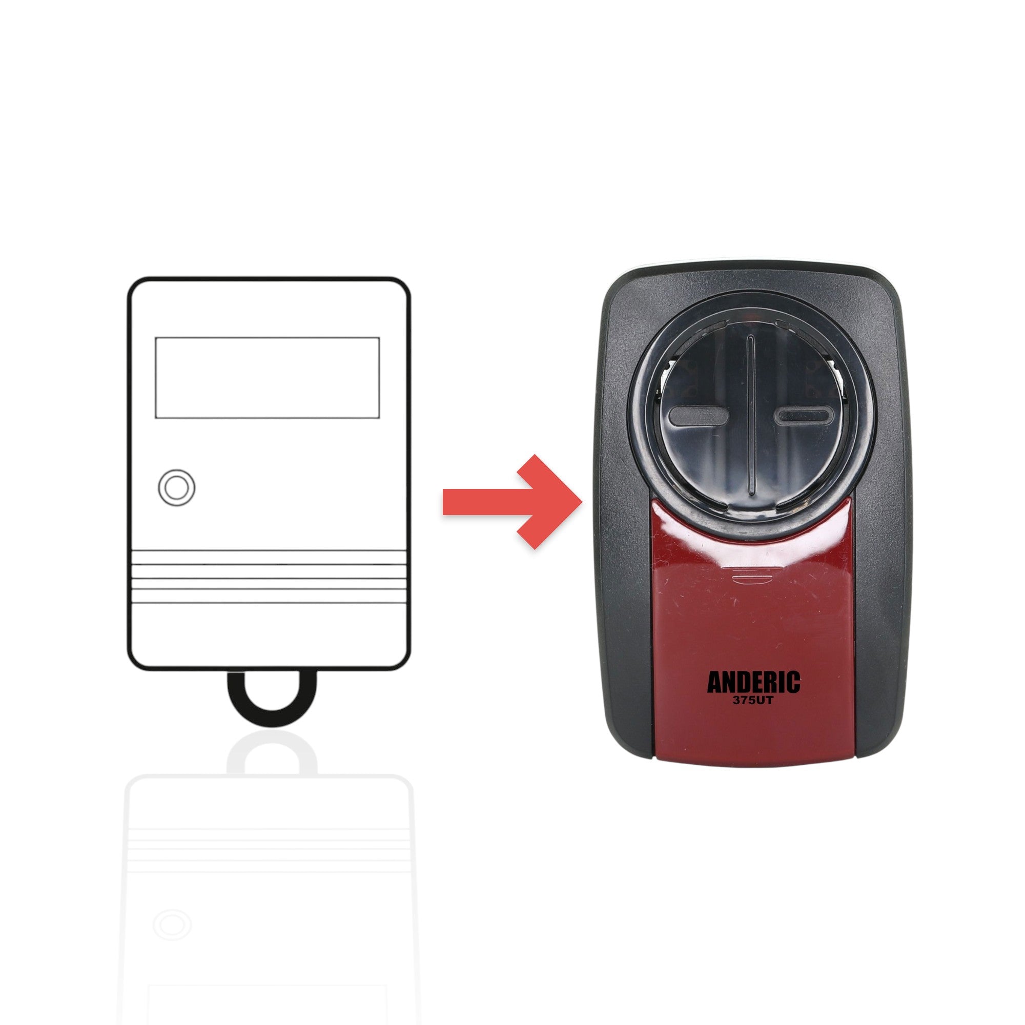 Anderic Substitute for LiftMaster 64LM / 64LMC 1-Button keychain 390 MHz Garage Door Opener Remote Control [375UT-2button]