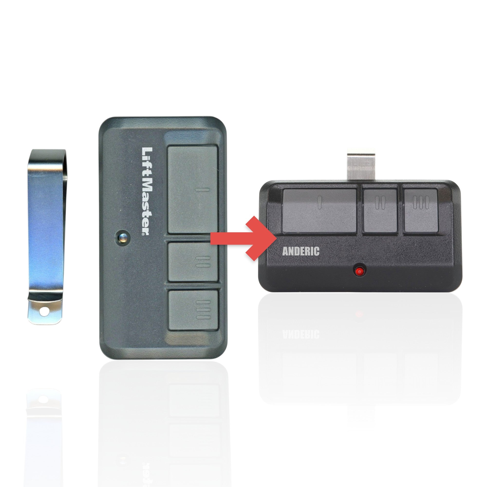 Anderic Substitute for LiftMaster 893MAX 3-Button Visor 315 MHz or 390 MHz Garage Door Opener Remote Control [893MAX]