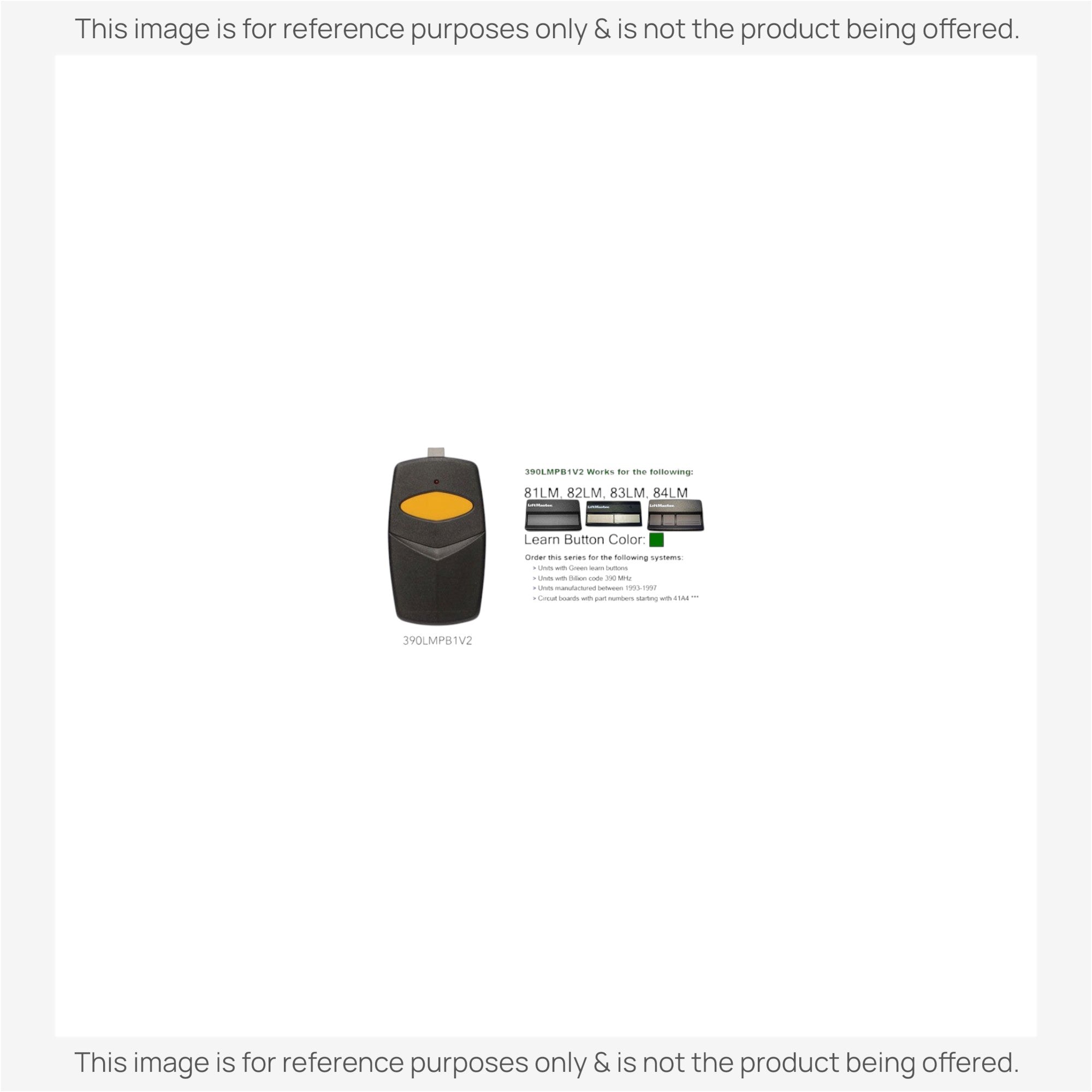 El sustituto de LiftMaster Stinger 390LMPB1V es un 81LM para el control remoto de abre-puertas de garaje LiftMaster [375UT-2 botones]