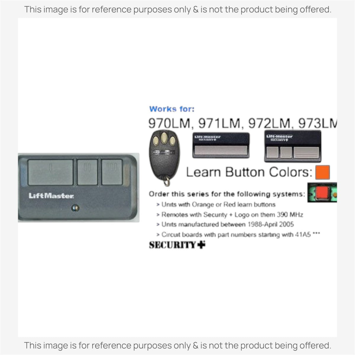 Sustituto para el mando a distancia abrepuertas de garaje LiftMaster 893MAX de 3 botones para visera de 315 MHz o 390 MHz [893MAX]