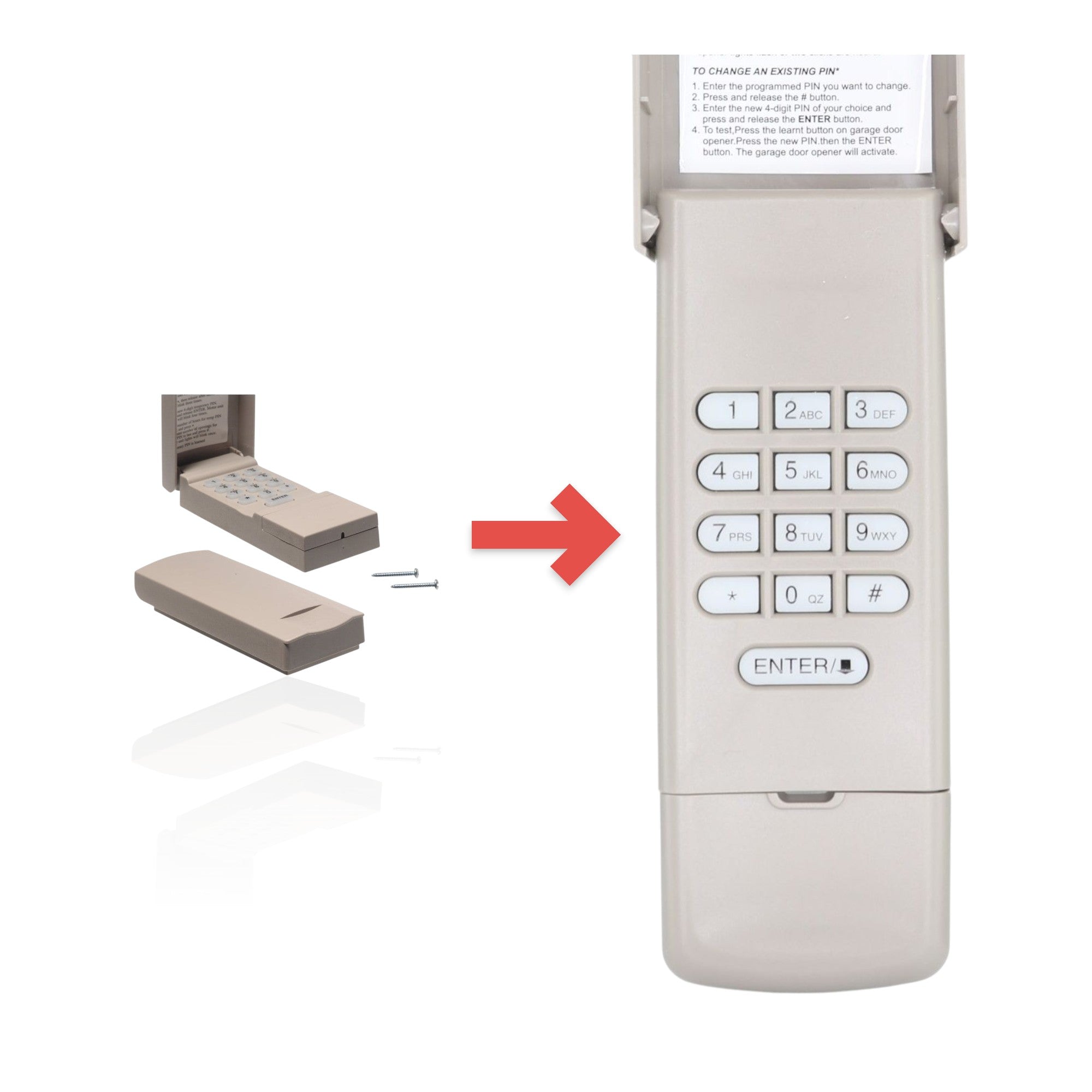Anderic Substitute for LiftMaster 977LM wireless keypad 390mhz Garage Door Opener Remote Control [877MAX]