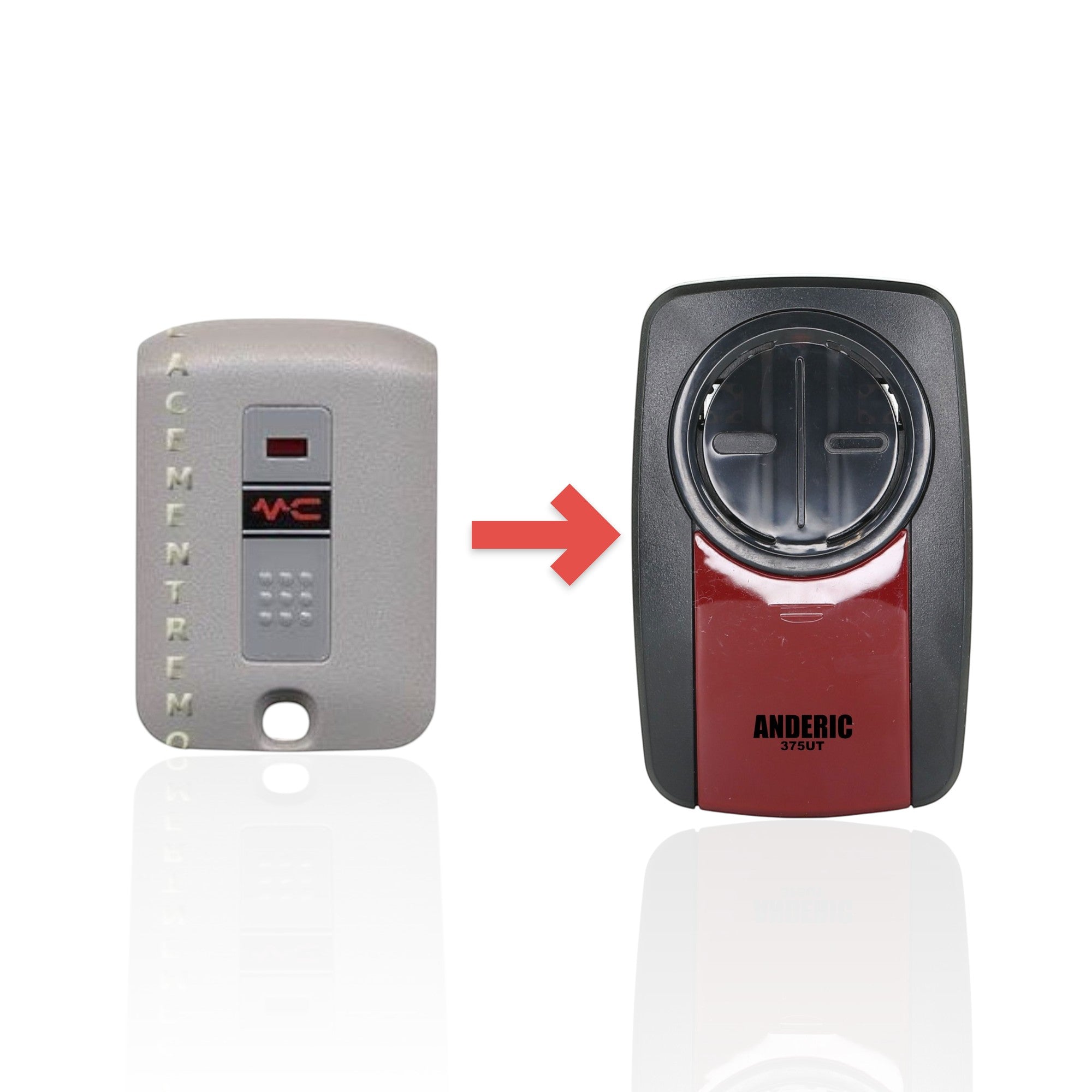 Anderic Substitute for Linear 3070 Multi-Code 1-Button keychain 300 Mhz Garage Door Opener Remote Control [375UT-2button]