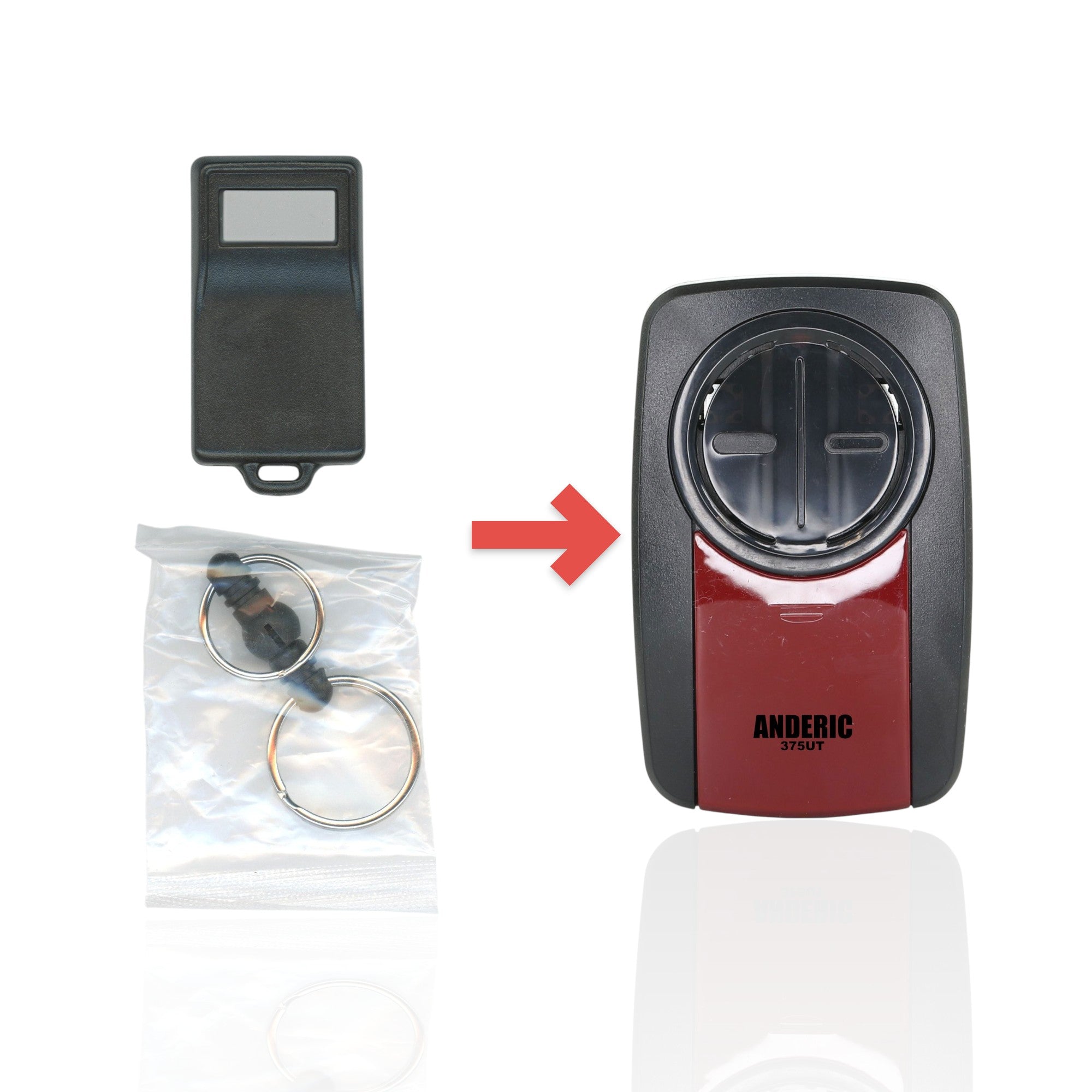 Anderic Substitute for Linear ACT21 Megacode 1-button 318 mhz keychain Garage Door Opener Remote Control [375UT-2button]