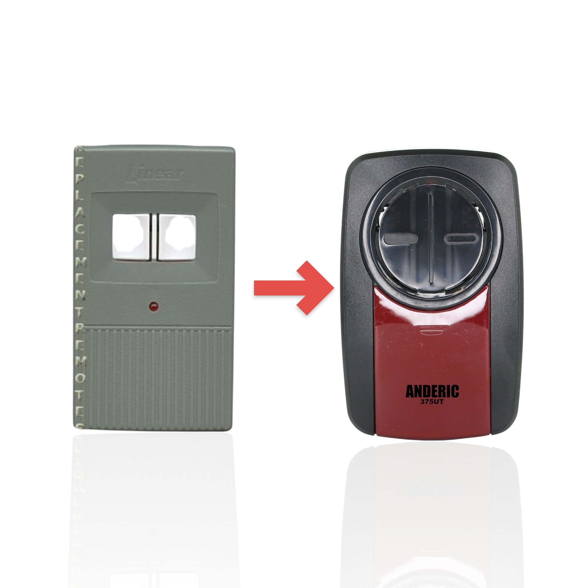 Anderic Substitute for MegaCode MCT2 Visor Size 318mhz Garage Door Opener Remote Control [375UT-2button]