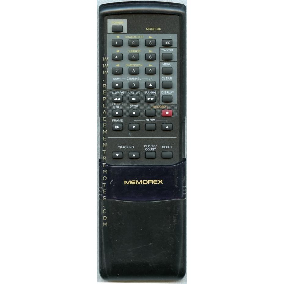 Memorex MODEL86 VCR Remote Control