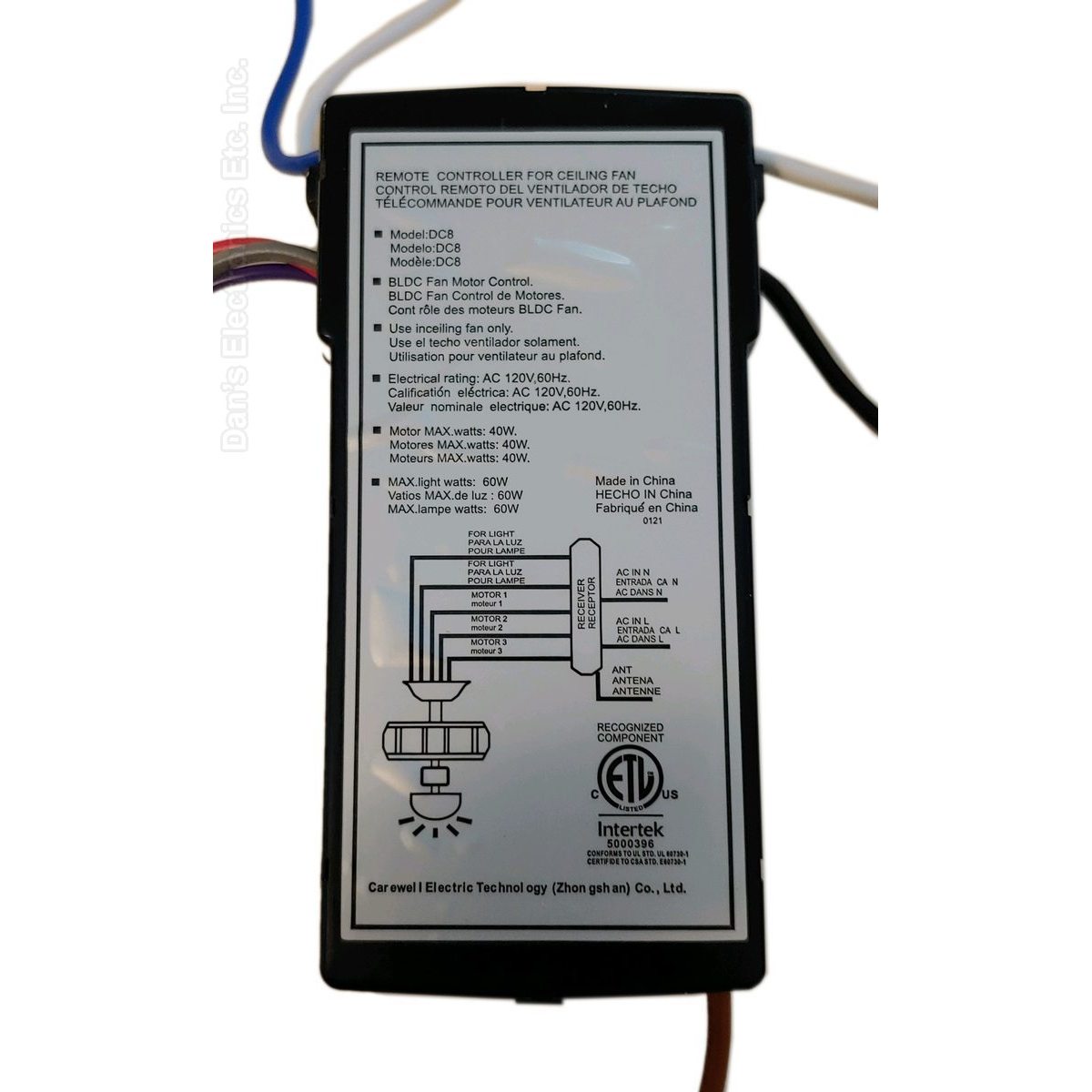 Monte Carlo DC8 / DC8-56SGV-L-D 6 Speed For DC Ceiling Fan Receiver