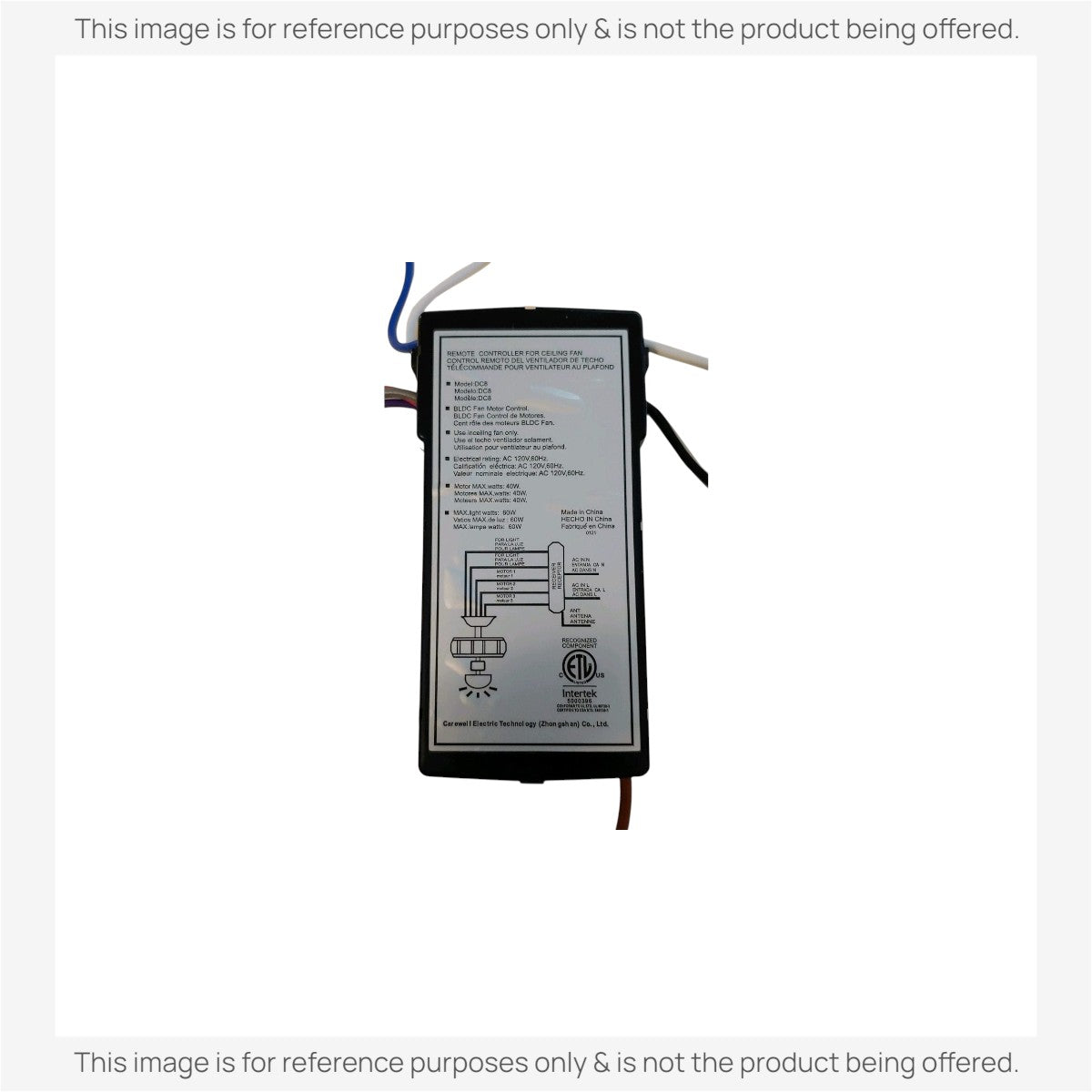 Anderic Substitute for Monte Carlo DC8-72SGZ Ceiling Fan Receiver - DC8-72SGZ-L-D-1-C - [DC8-96SG8]