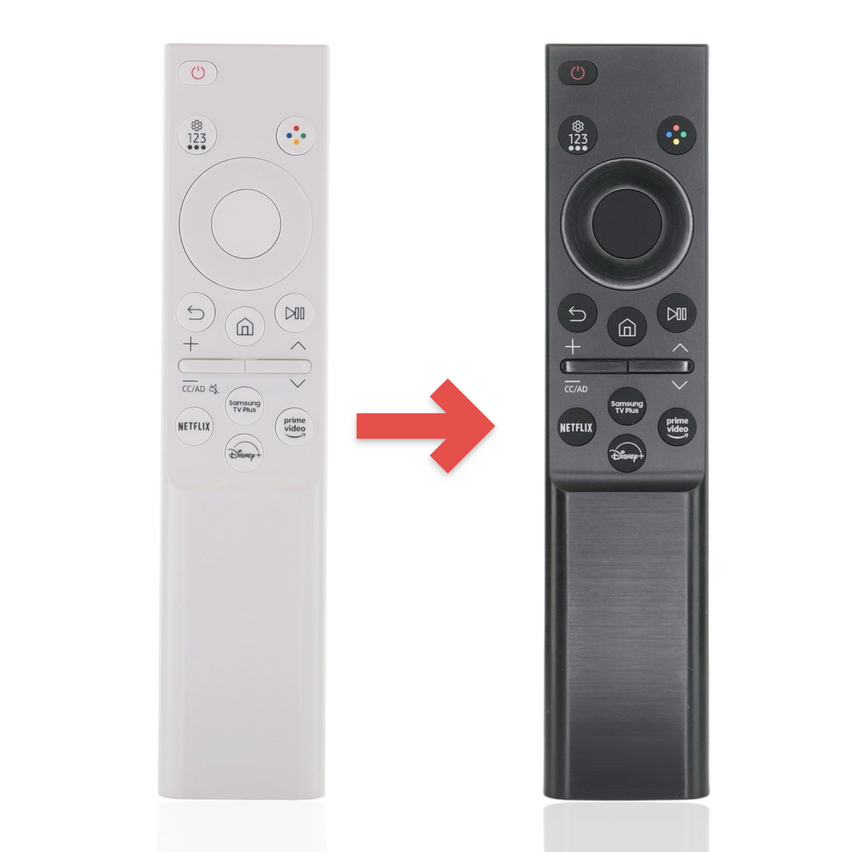 Anderic white Samsung BN59-01458A TV monitor remote control with dedicated streaming service buttons