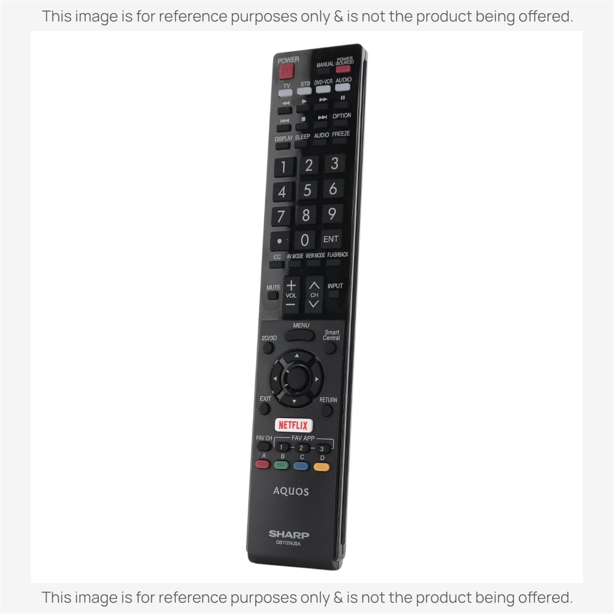 Anderic replacement remote control for Sharp Aquos TVs, black plastic with Netflix button and intuitive layout.