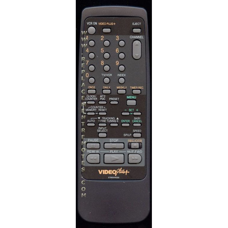 Orion 07660AN350 VCR Remote Control