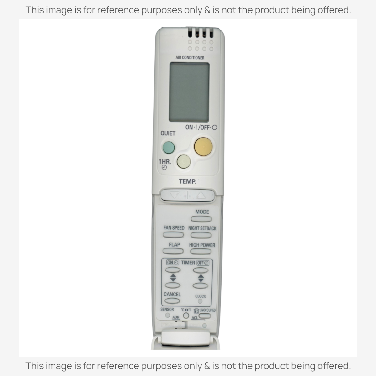 Anderic KTN828 replacement remote control for Panasonic air conditioners featuring a backlit LCD and function buttons