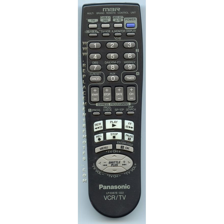 Panasonic LP20878022 VCR Remote Control