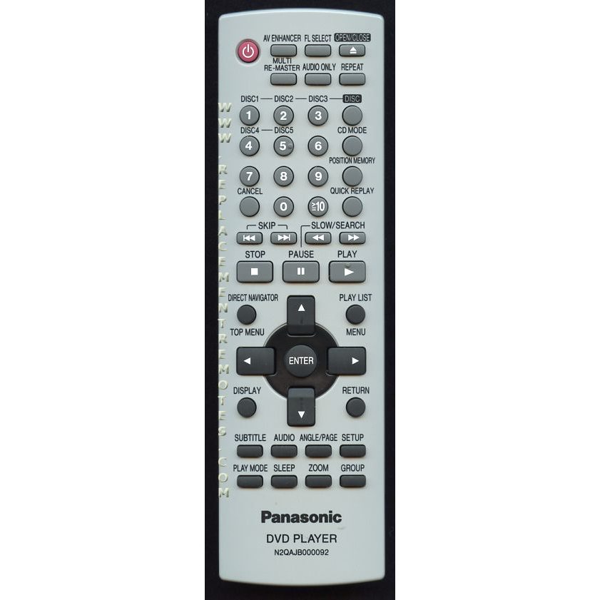 Panasonic N2QAJB000092 DVD Remote Control