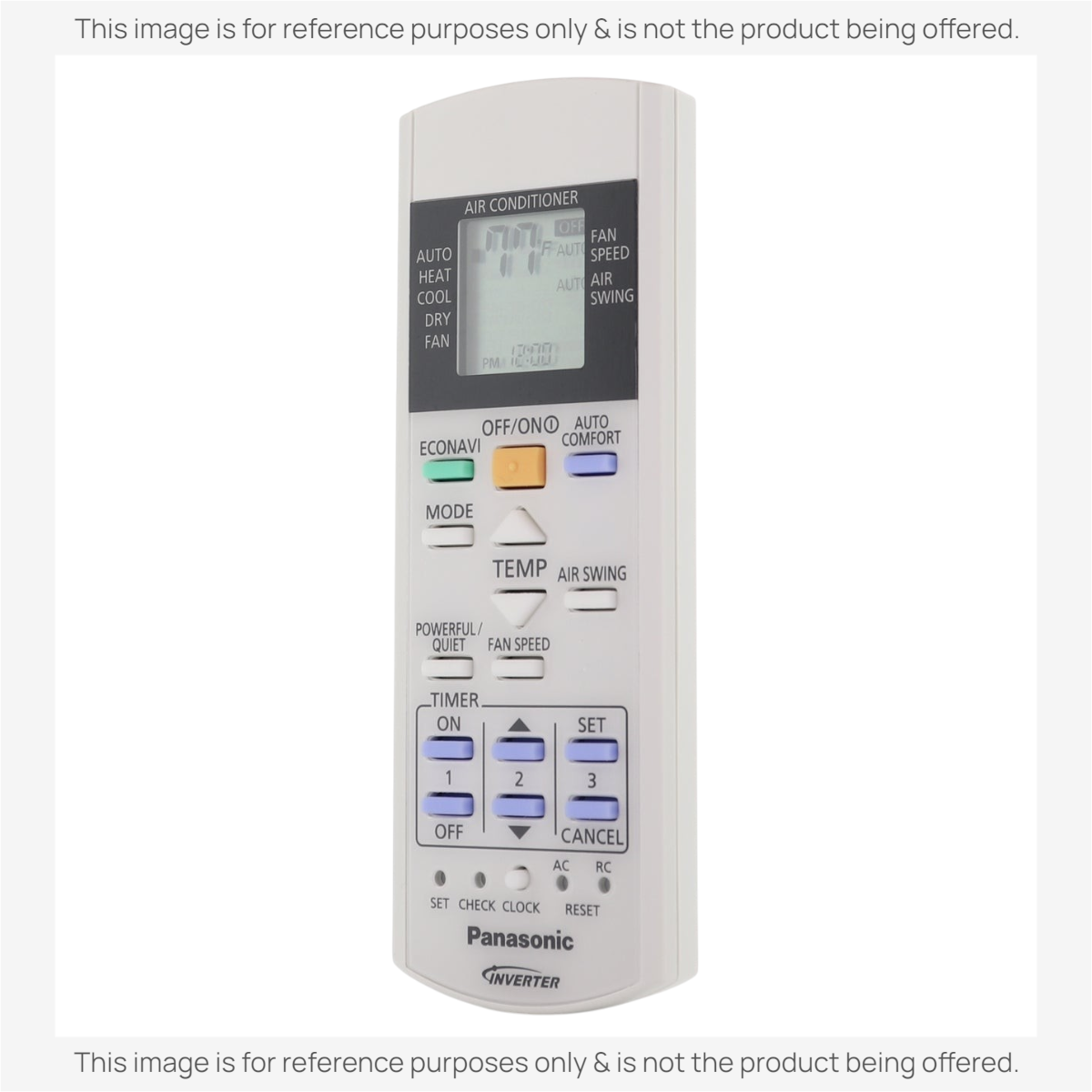 Anderic replacement remote control for Panasonic mini split air conditioners with LCD screen and multi-color buttons.