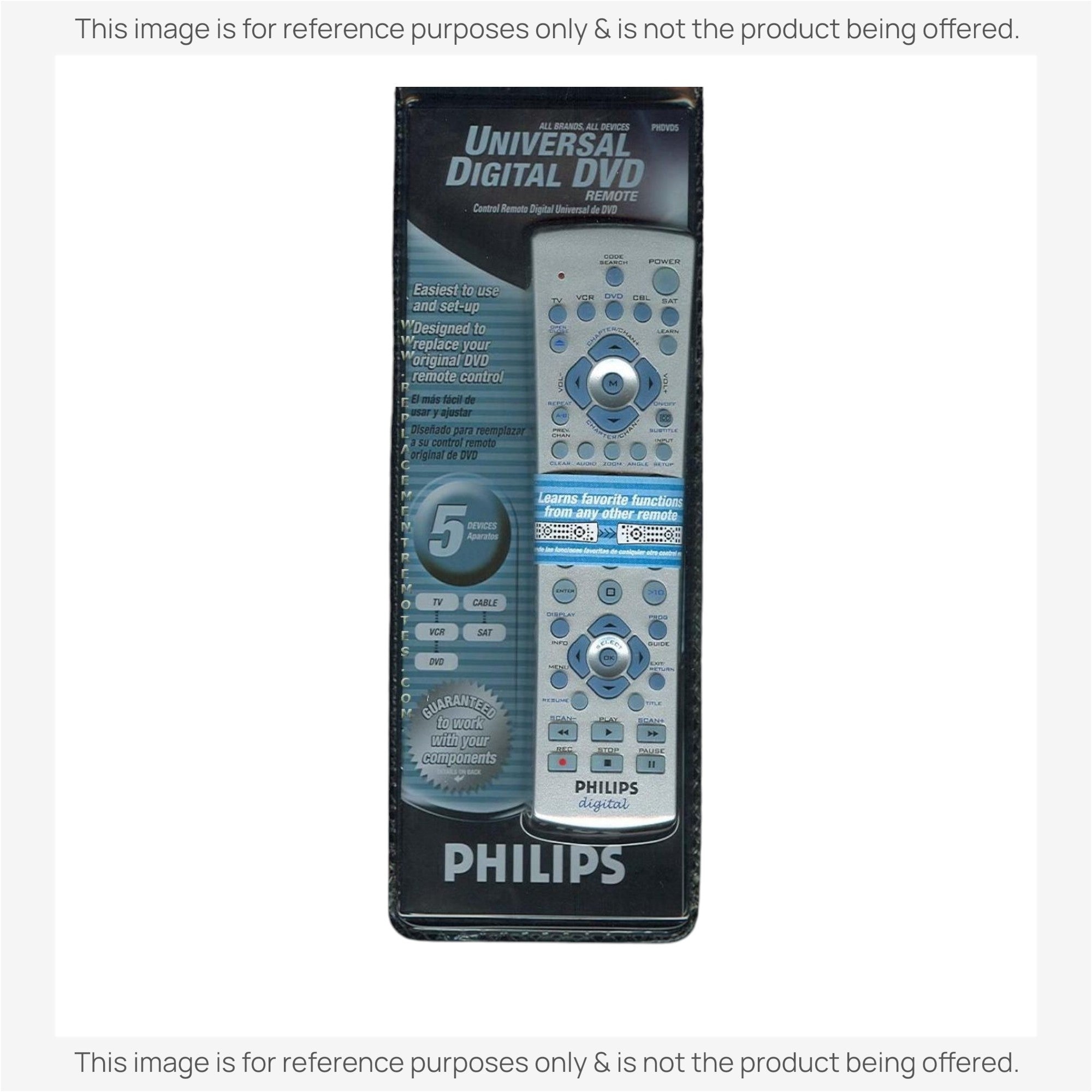 Substitute for Philips PHDVD5 5-Device Universal Remote Control [RRU401]