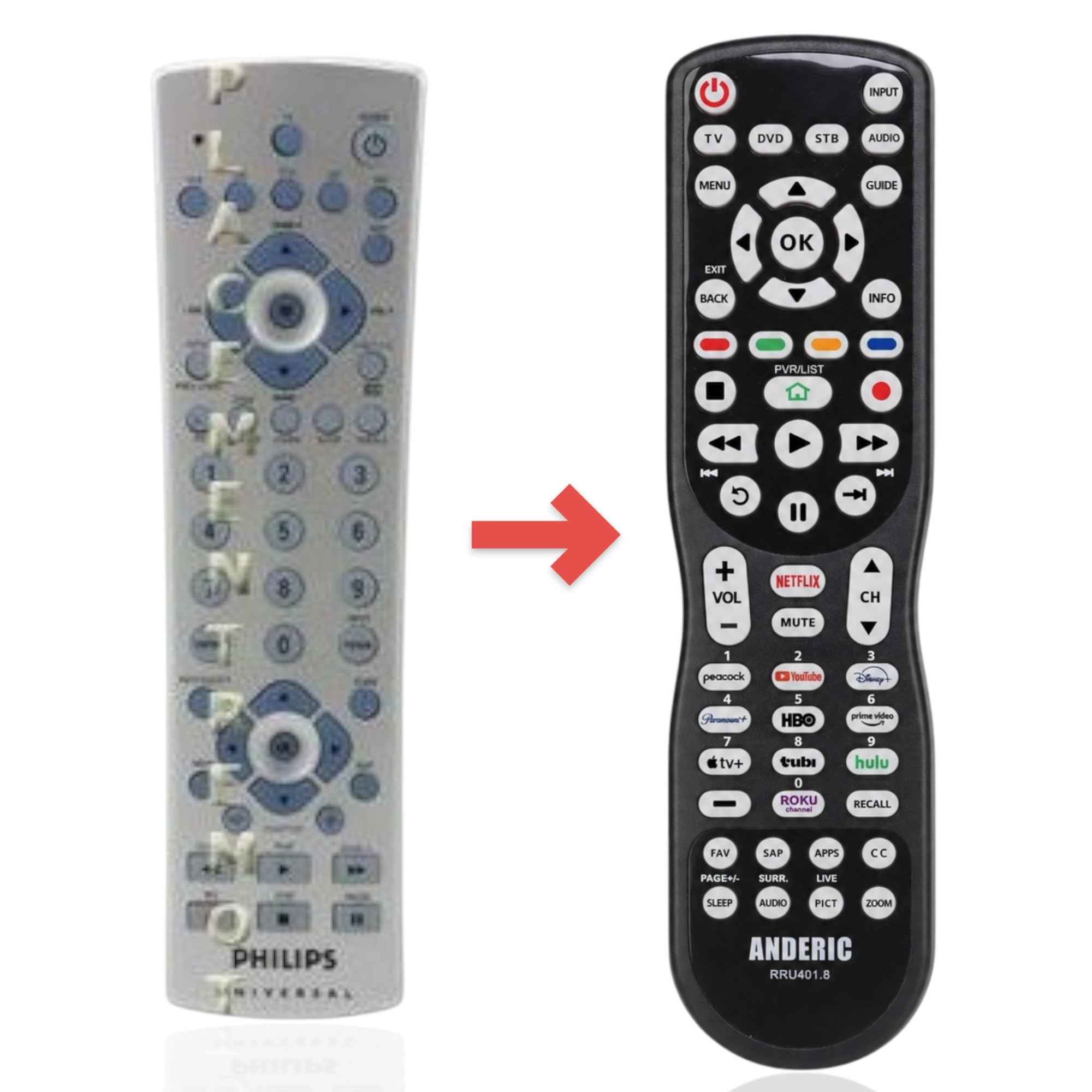 Télécommande universelle avancée de remplacement pour Philips PM725S [RRU401]