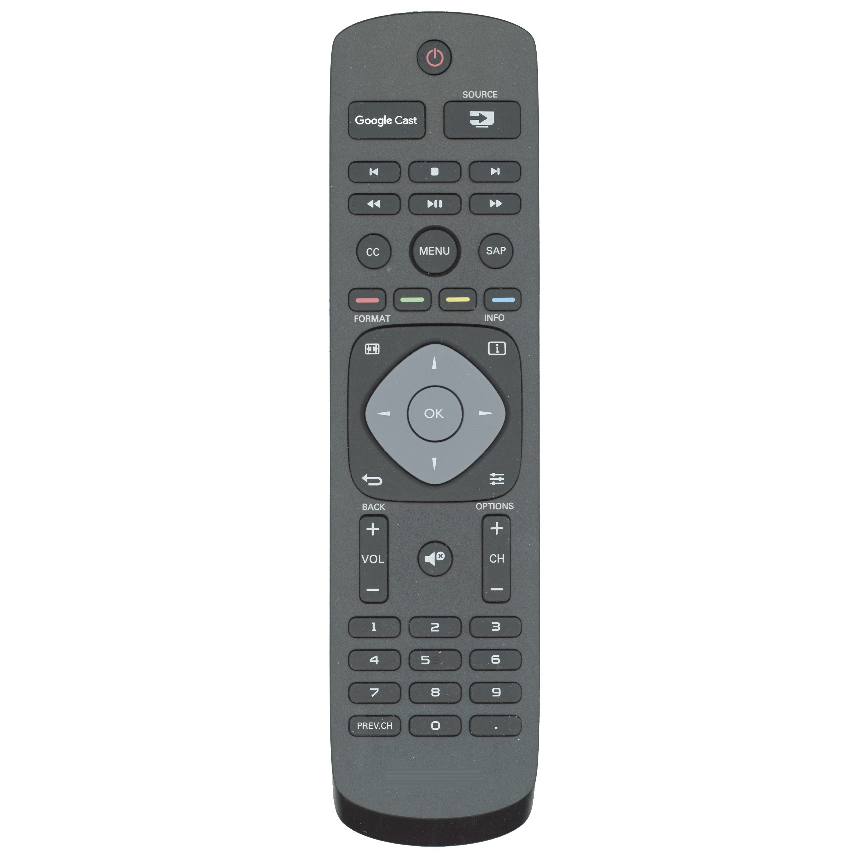 Control remoto Philips URMT42JHG006 Google Cast TV para modelos 49PFL6921/F7, 55PFL6921/F7, 65PFL6621/F7