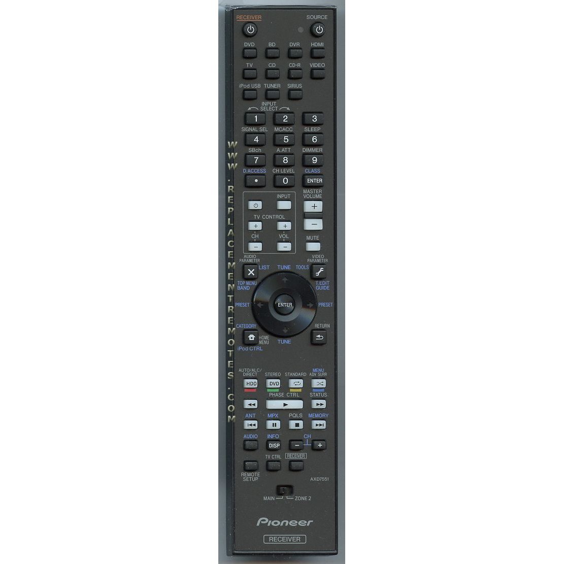 Télécommande du récepteur Pioneer AXD7551