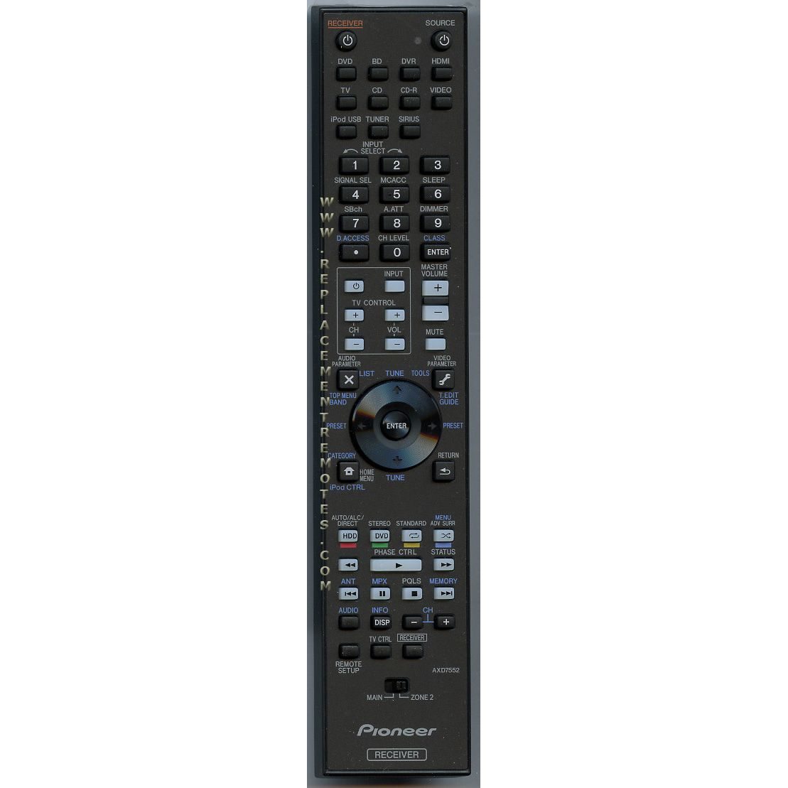 Télécommande du récepteur Pioneer AXD7552