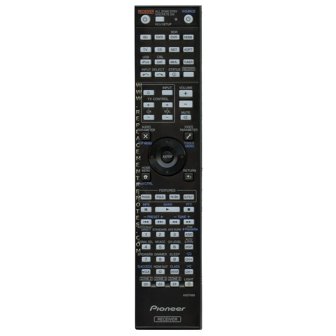 Télécommande du récepteur Pioneer AXD7668
