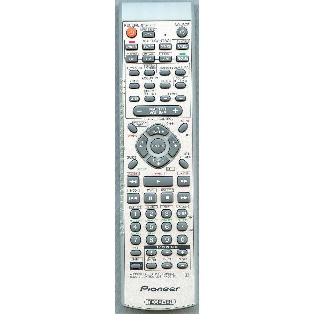 Control remoto del receptor Pioneer XXD3132