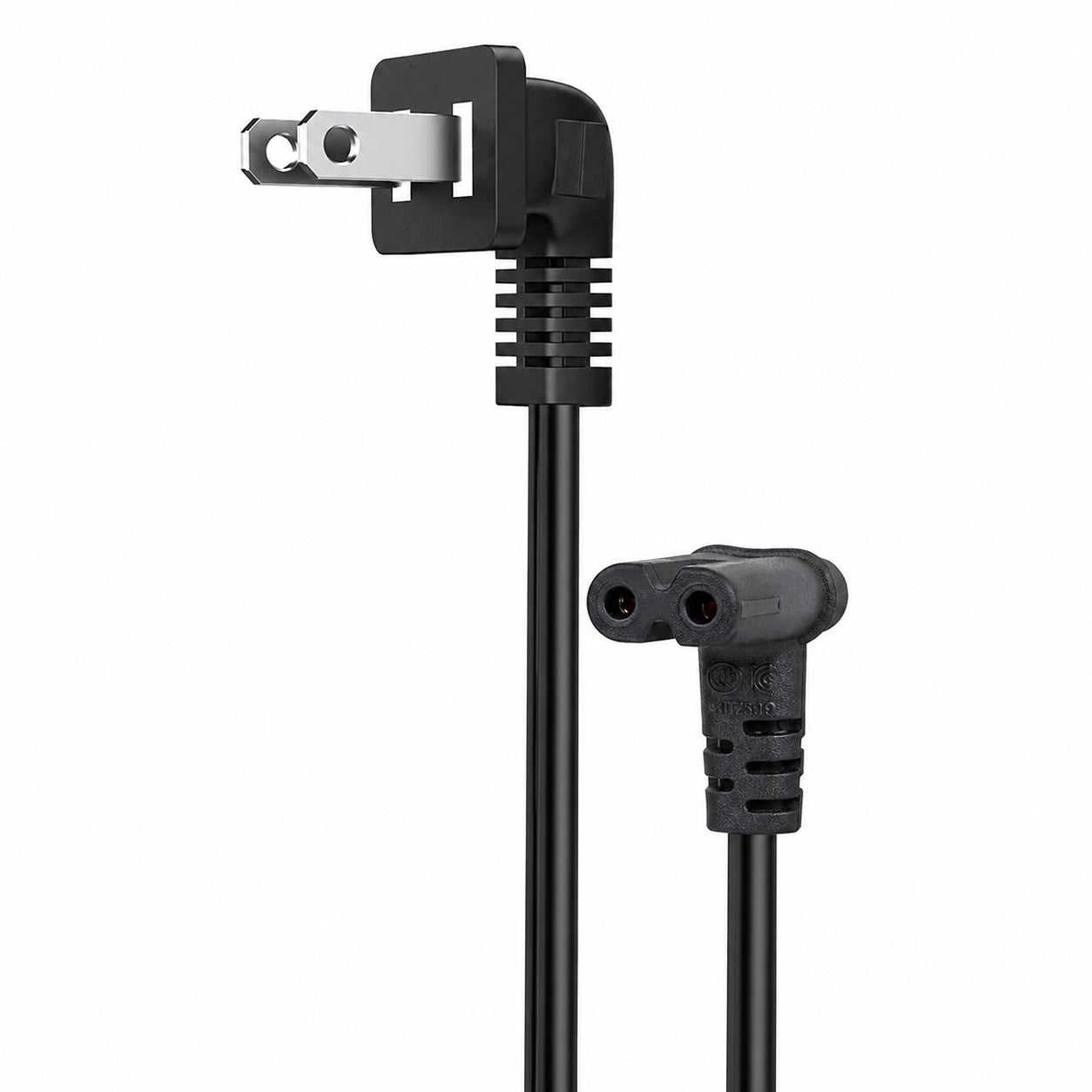 Cable de alimentación de CA para televisor Samsung | C7 en ángulo recto hembra a macho de 2 clavijas en ángulo recto | No polarizado - 3903-000853