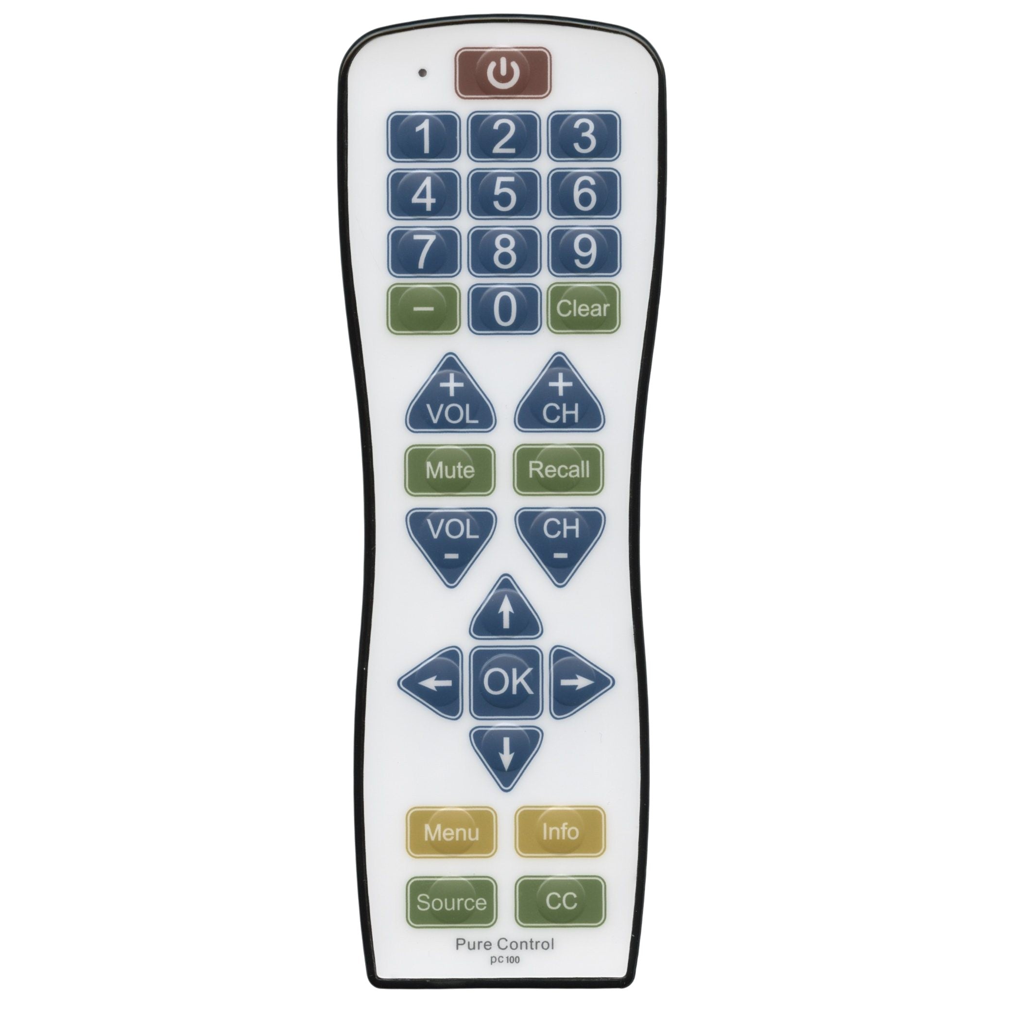 Pure Control PC100 TV Universal Hospitality Remote Control with Flat M