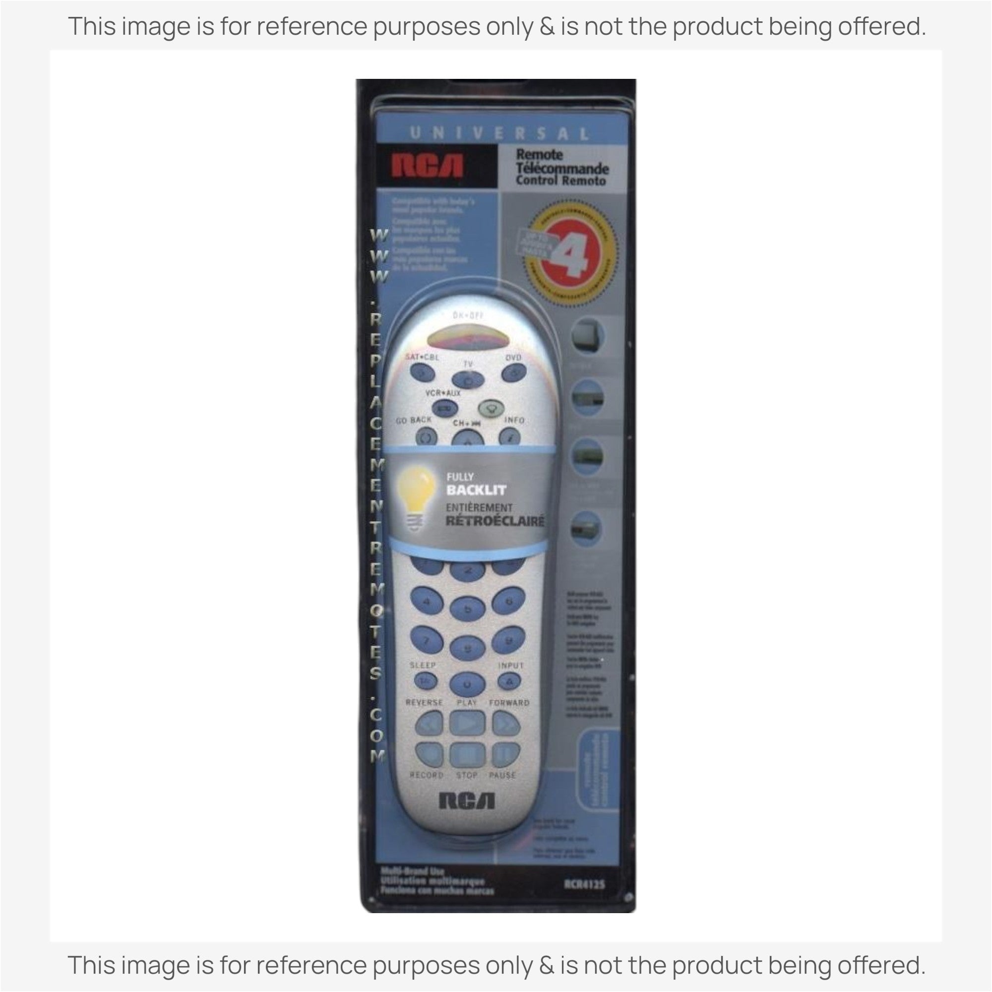 Sustituto para el mando a distancia universal de 4 dispositivos RCA RCR412S [RRU401]