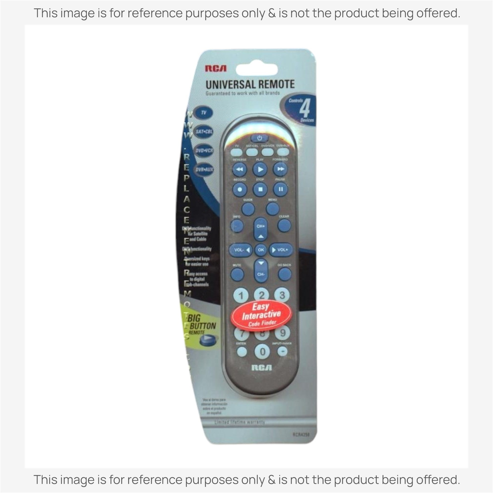 Substitute for RCA RCR4258 4-Device Universal Remote Control [RRU401]